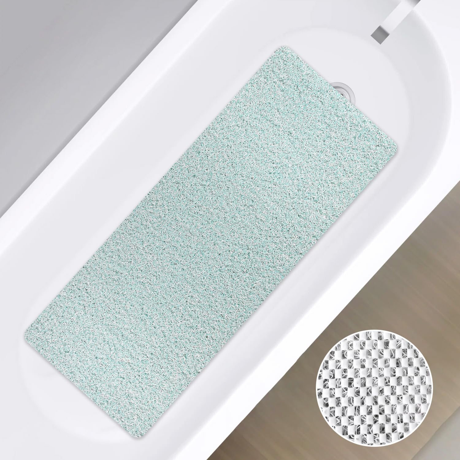 ZOKBOM Loofah Shower Mat Non Slip 40x100cm | Soft Loofah Bath Mat for Inside Shower, Anti Mould Loofah Bath Mat with Drain for Wet Area,Quick-Drying