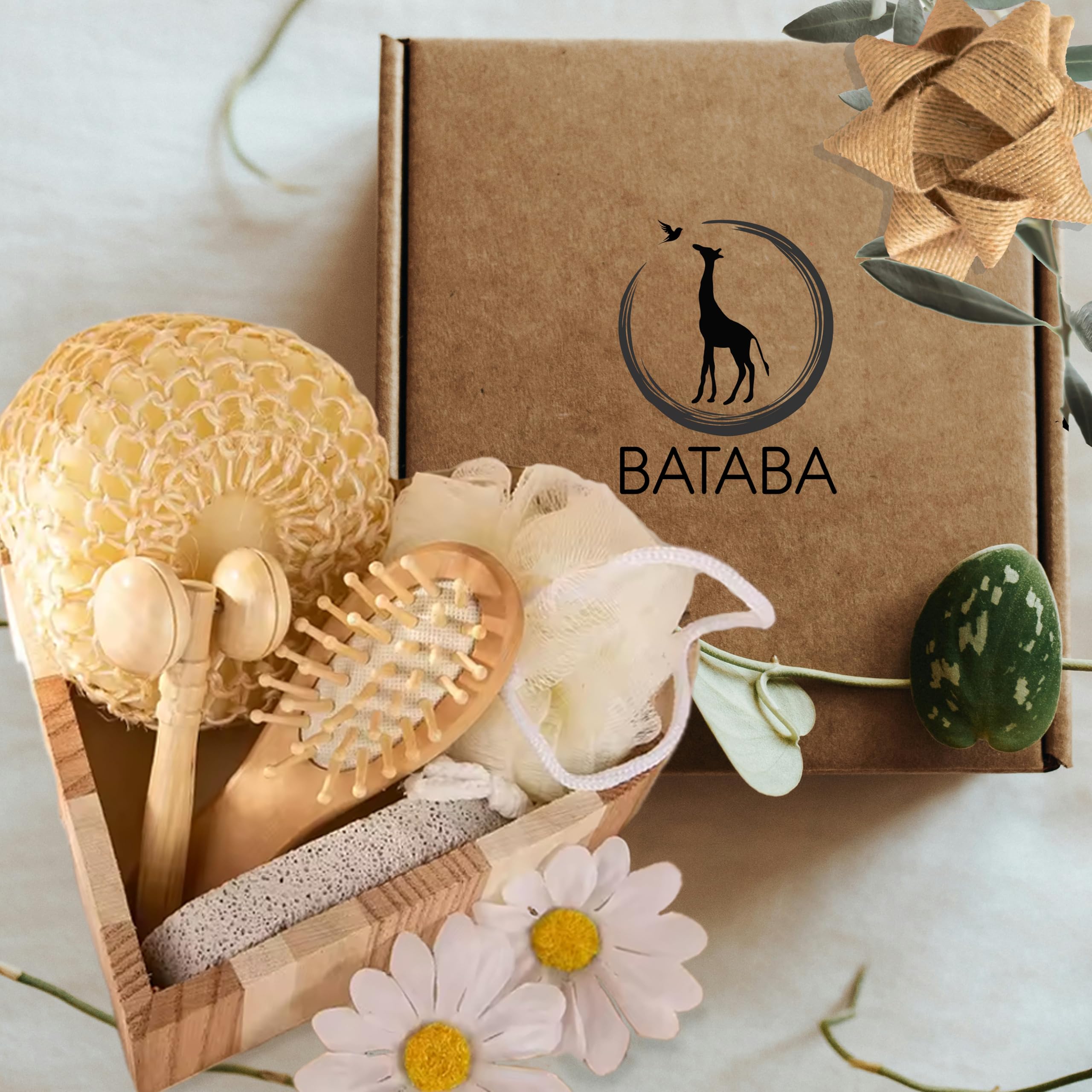 BATABA Spa Relax Gift Set Wooden Heart with Wellness Accessories and Self-Care Gift Set for Women and Men, Valentine's Day Gift, Birthday, Gift for