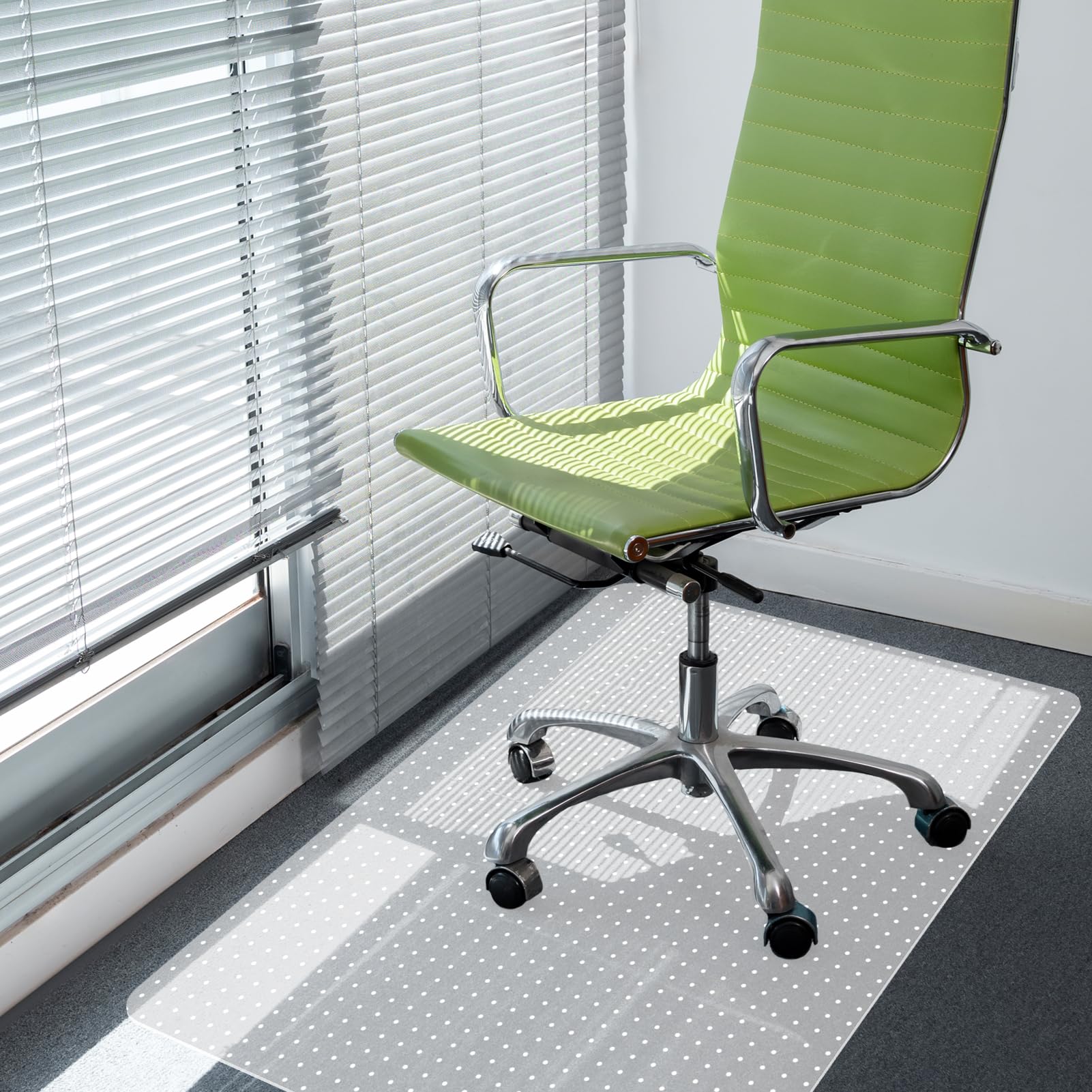 MUEZDUR Carpet Protector Chair Mat, 90x120cm Rectangular Hard PVC Carpet Floors Protector with Studs, Easy Glide Home Office Rolling Chair Mat for