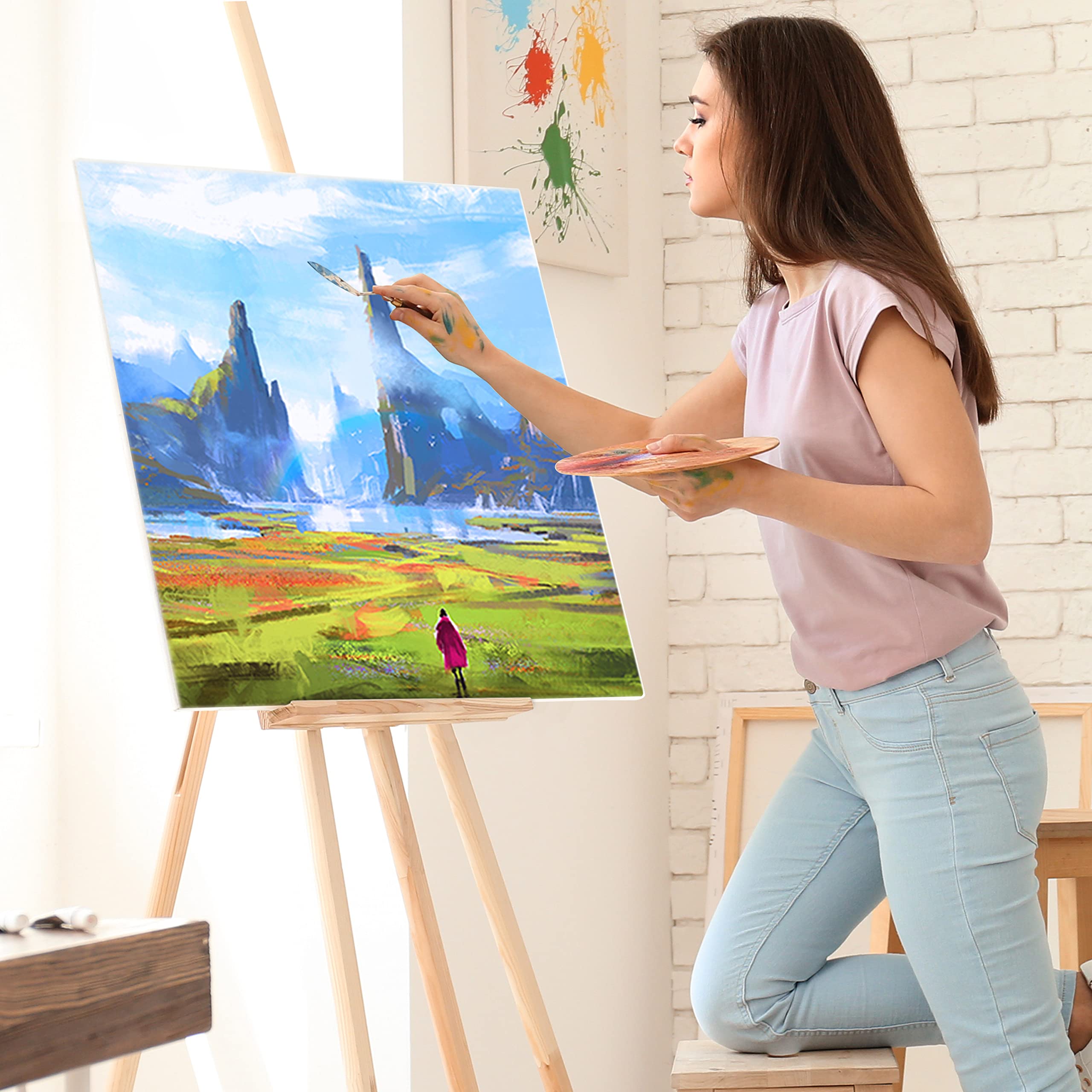 Belle Vous 3 Pack Blank Canvas - 60 x 60cm (24 x 24 inches) - Pre Stretched Canvas Panel Boards - Suitable for Acrylic and Oil Painting Also for