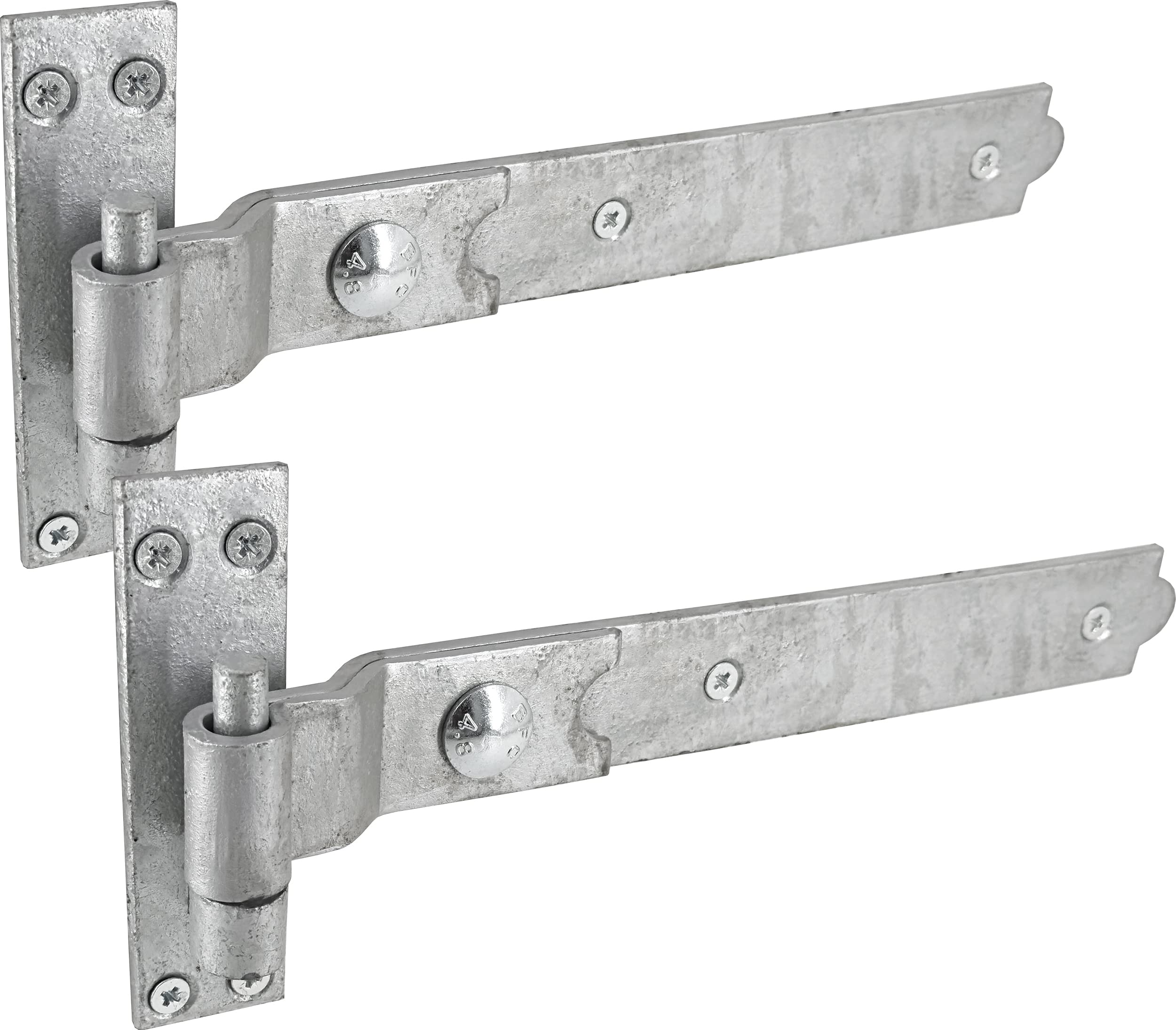 IRONTITE? Cranked Galvanised Gate Hinges Heavy Duty 300mm (12"), Hook and Band Gate Hinges for Wooden Gates. Cranked Hinges with Fixings Included.