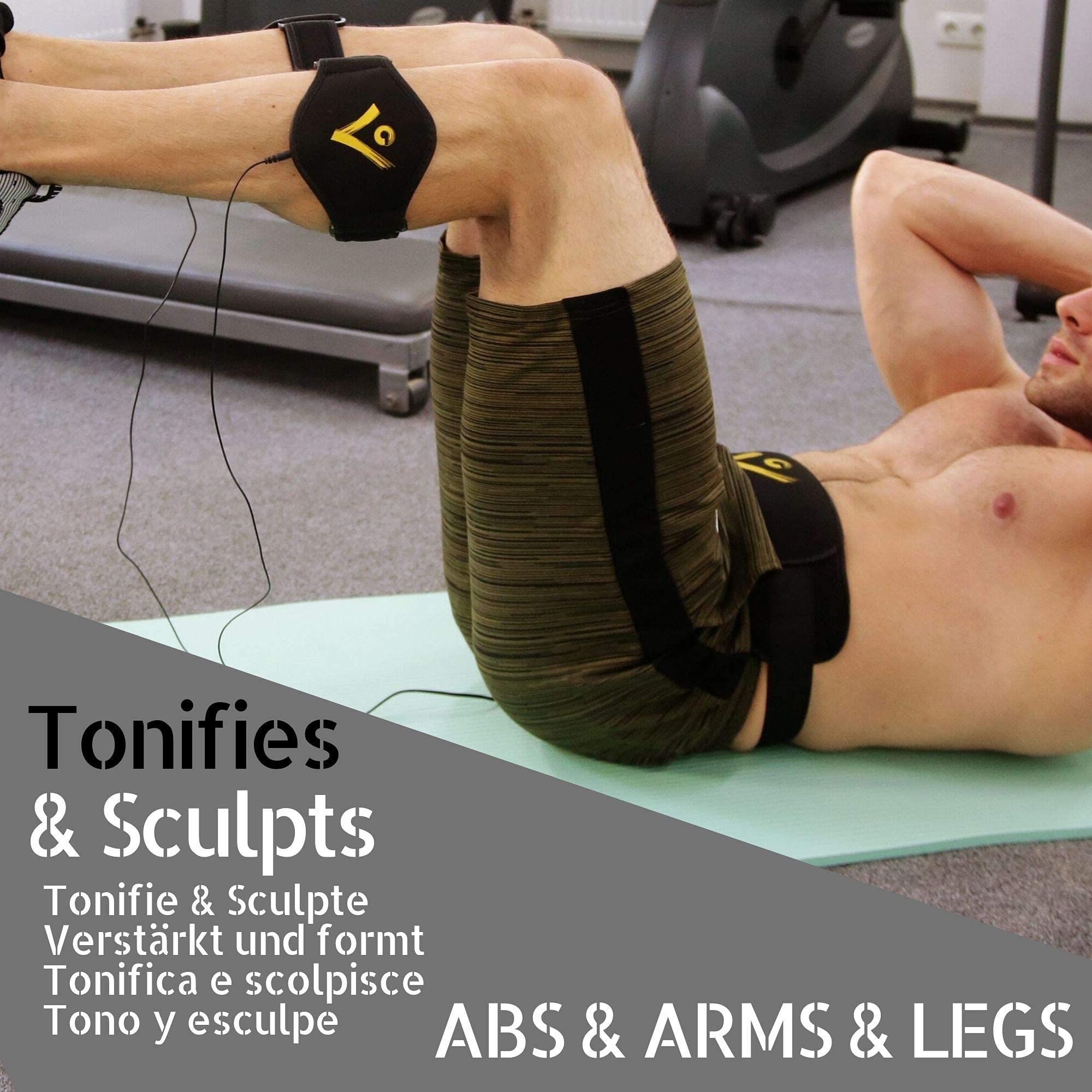 VEOFIT Ab Toning Belt EMS Electrical Muscle Stimulator Trainer: slims, tones and strengthens Abs, Arms, Thighs and Glutes muscles, Men & Women,