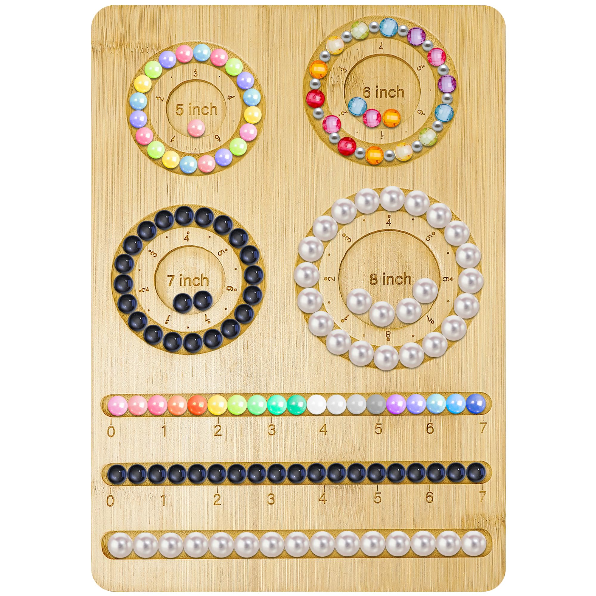 Orgthin Bamboo Bead Board for Jewelry Making - Design Tray with Measurement for Necklace and Bracelet Making Kit 7.9"x11.4"