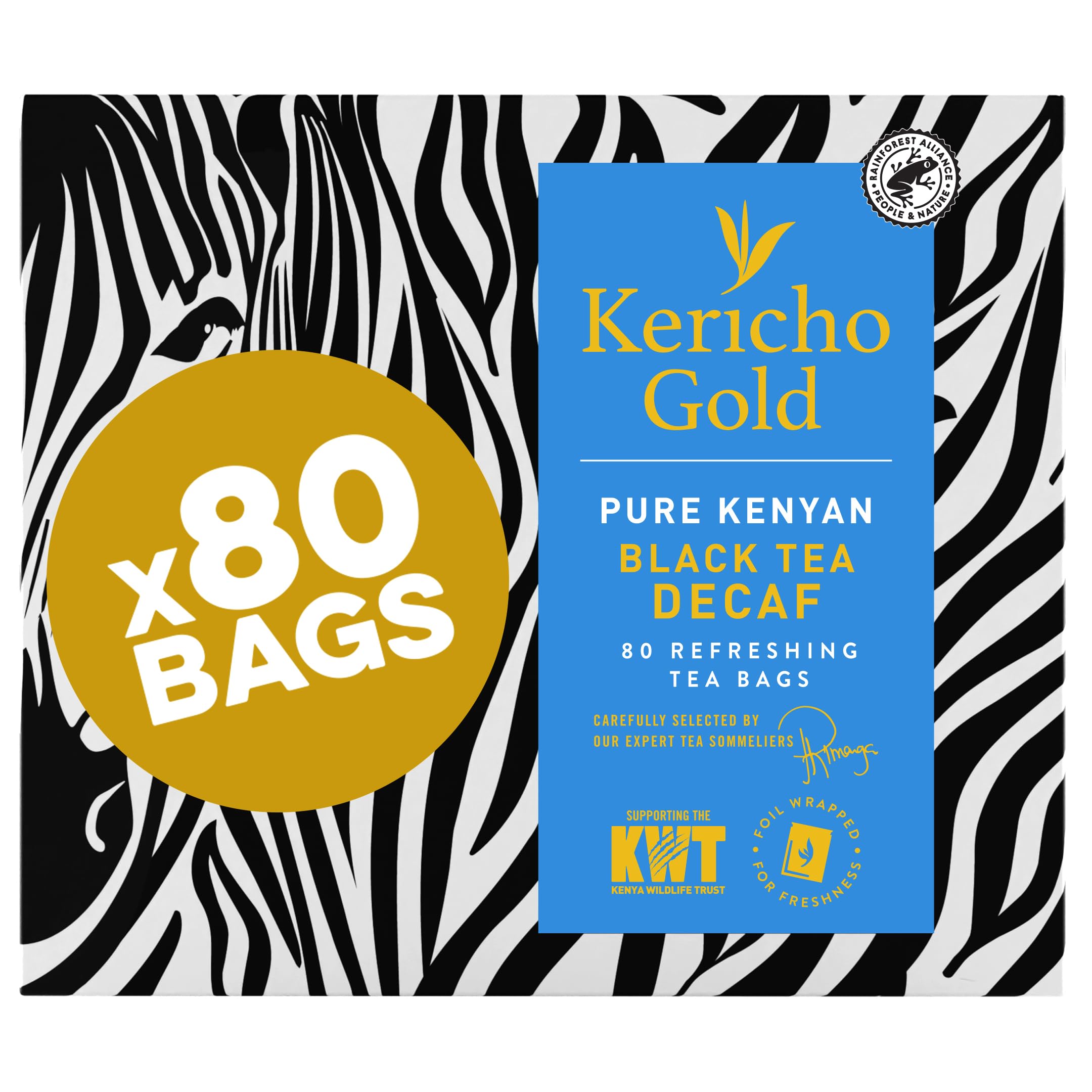 Kericho Gold Premium Kenyan Black Decaf Tea | Rich in Antioxidants | No Pesticides | Ethical Trade (80 Tea Bags)