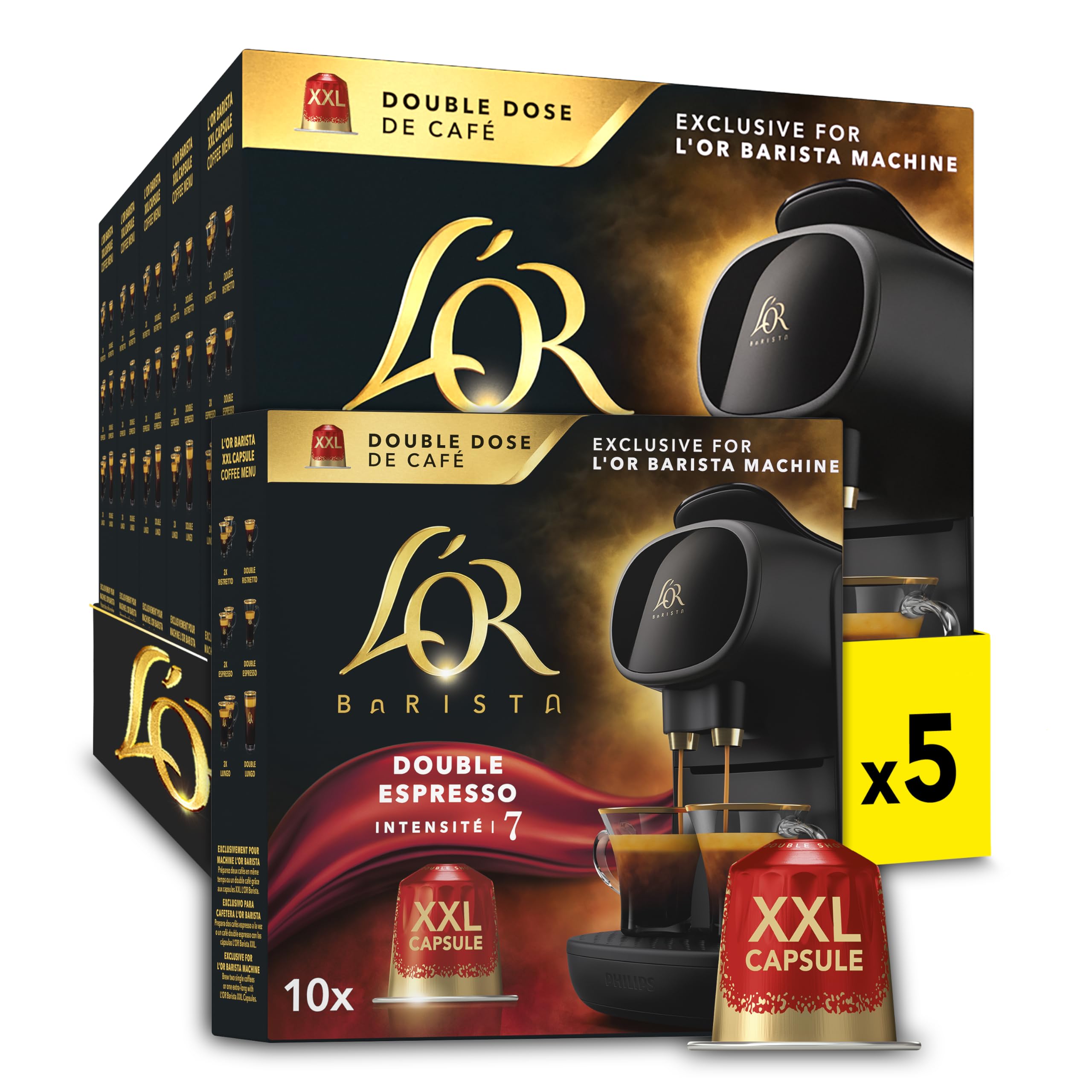L?OR BARISTA Double Splendente XXL Aluminium Coffee Capsules (5 X 10 Pods) Intensity 7