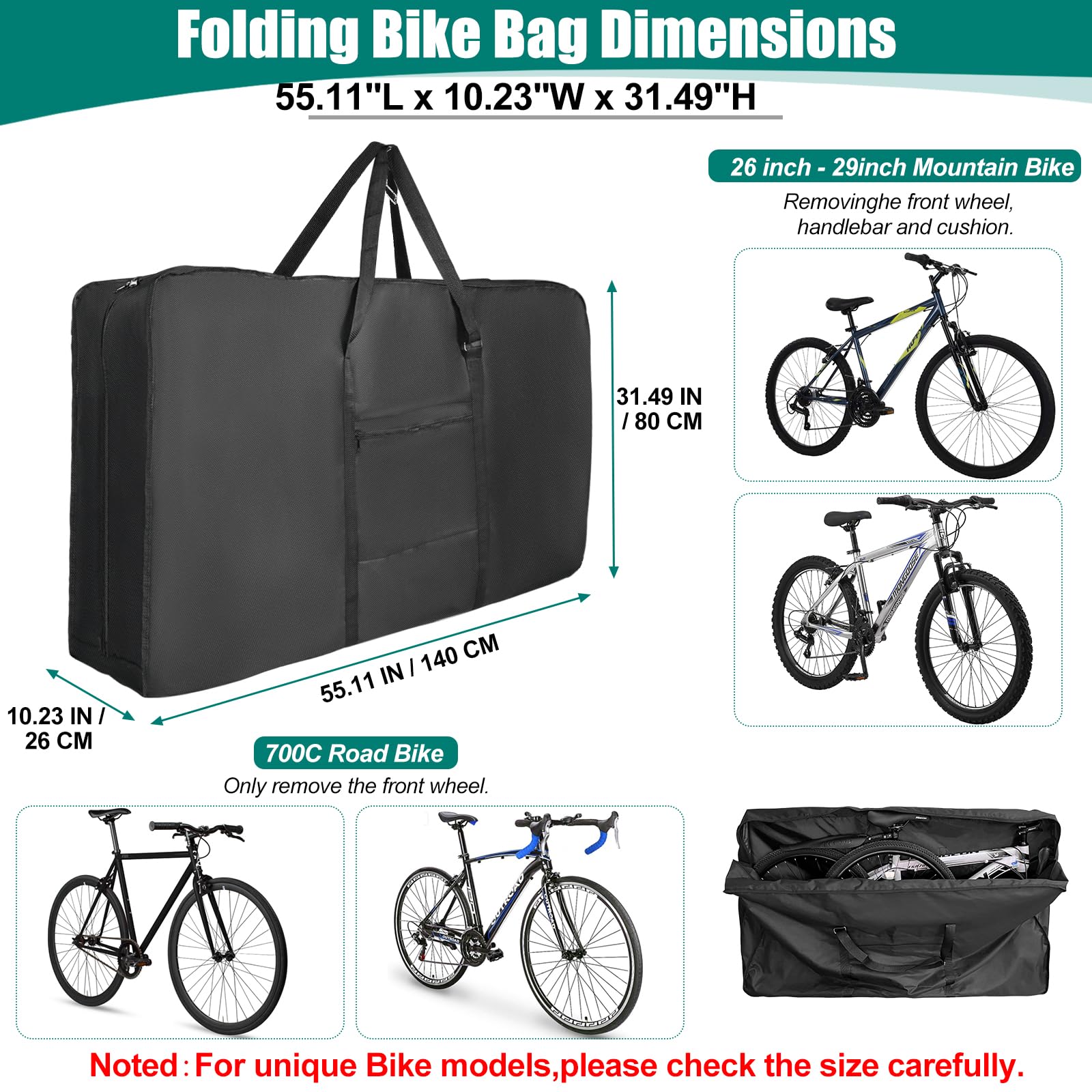 Bike Travel Bag for Airplane?Folding Bike Transport Bag for 26 inch to 29 inch Mountain Bicycle,Heavy Duty 840D MTB Road Bike Travel Bag with Strong