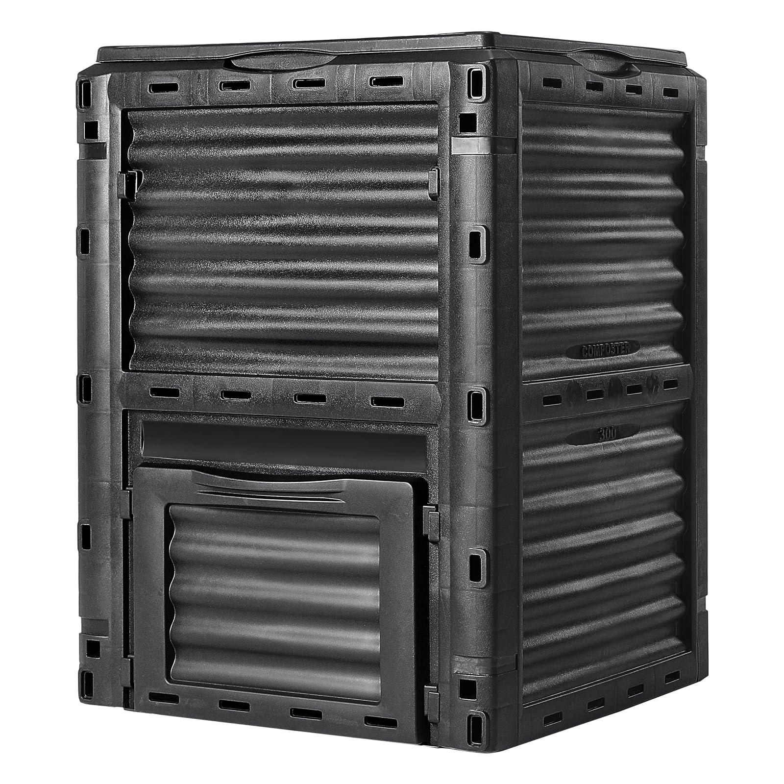 VEVOR Garden Compost Bin 80 Gal, BPA Free Composter, Large Capacity Outdoor Composting Bin with Top Lid and Bottom Door, Easy Assembling, Lightweight,