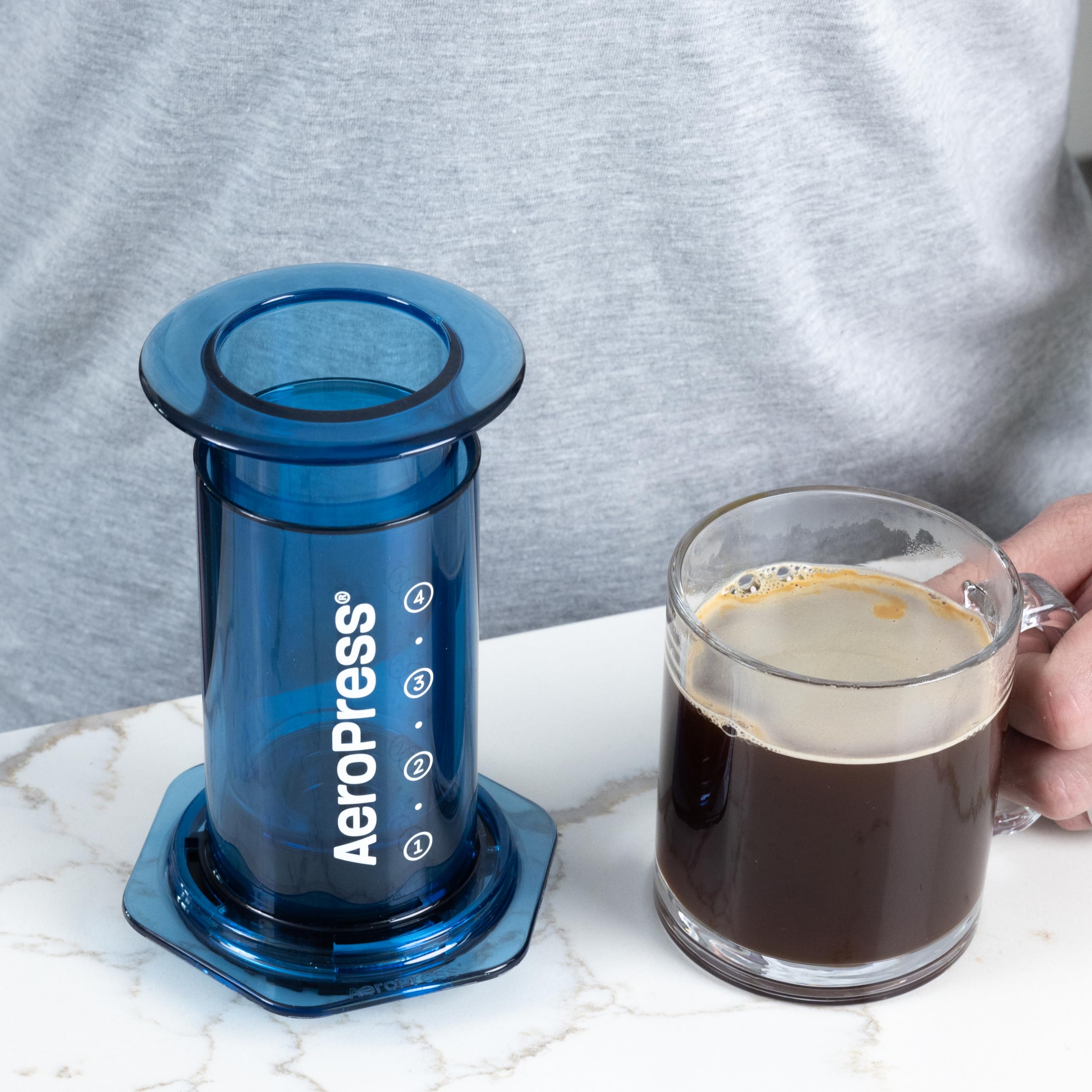 AeroPress Clear Coffee Press 3 In 1 Brew Method Combines French Press, Pourover, Espresso, Full Bodied Coffee Without Grit or Bitterness, Small