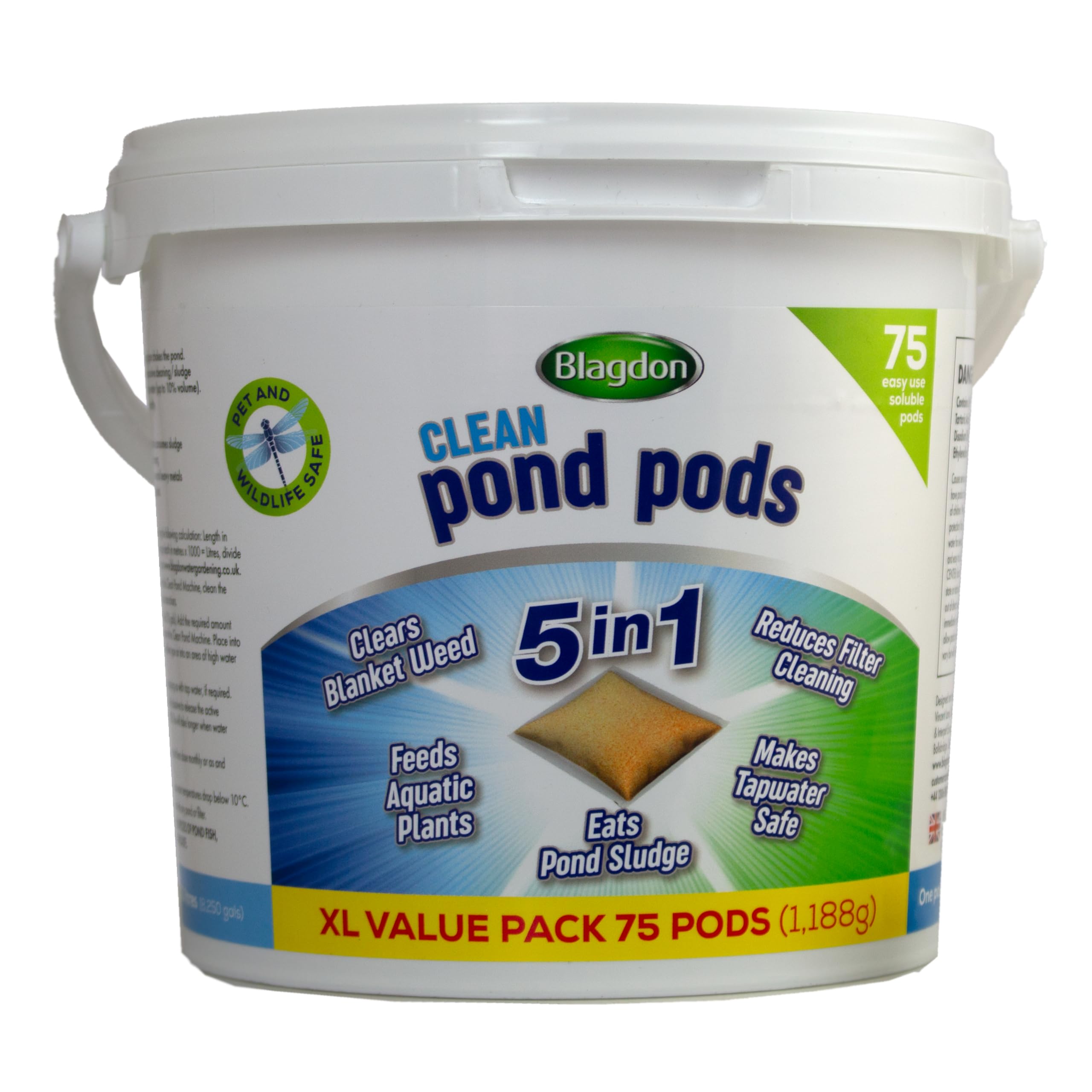 Blagdon Clean Pond Pods, Clears Blanket Weed, Reduces Filter Cleaning, Feeds Aquatic Plants, Eats Pond Sludge, Removes Chlorine, Makes Tap Water Safe,