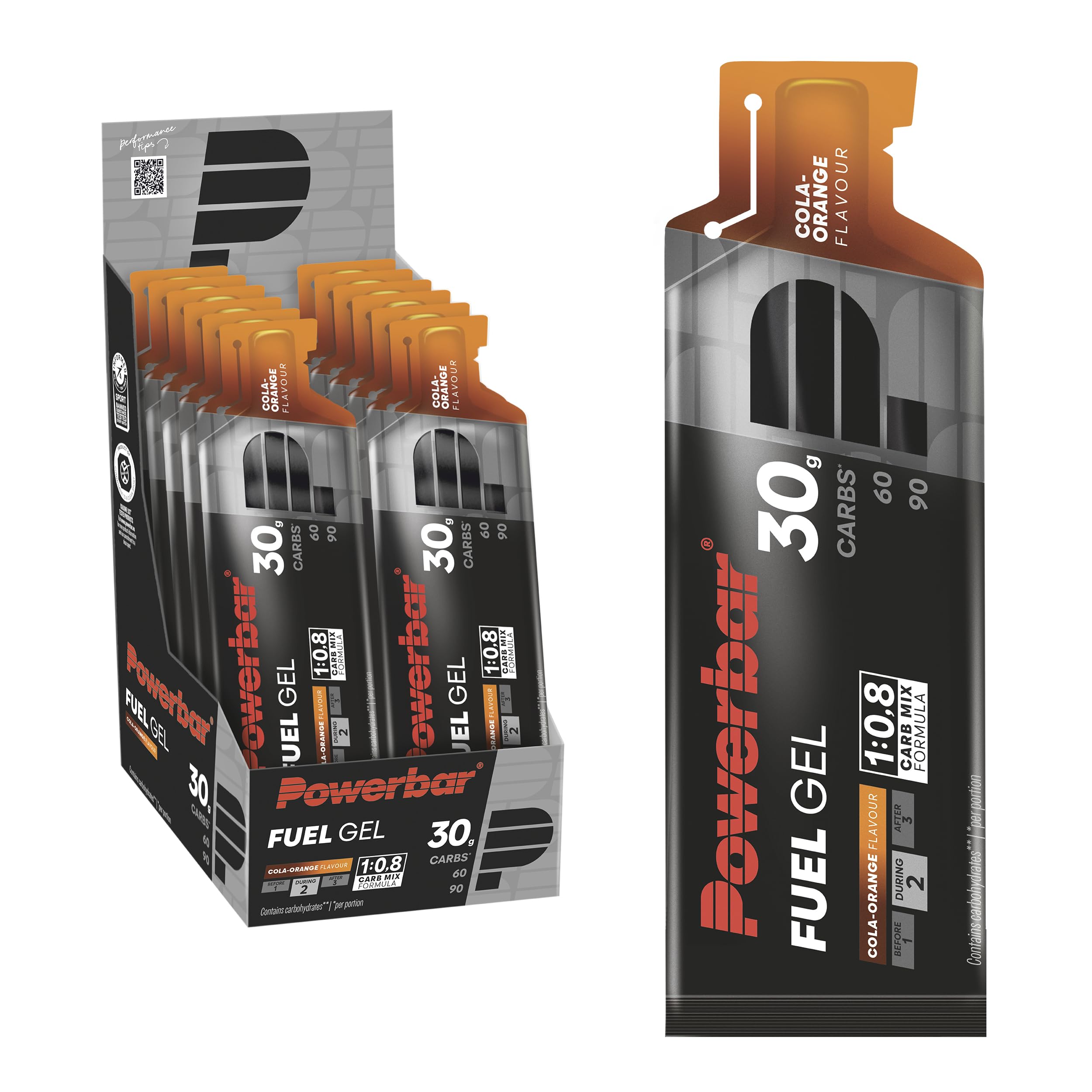 Powerbar - Black Line - Fuel 30 Gel - Cola-Orange - 12x50ml - High Carb Energy Gel - caffeine-free