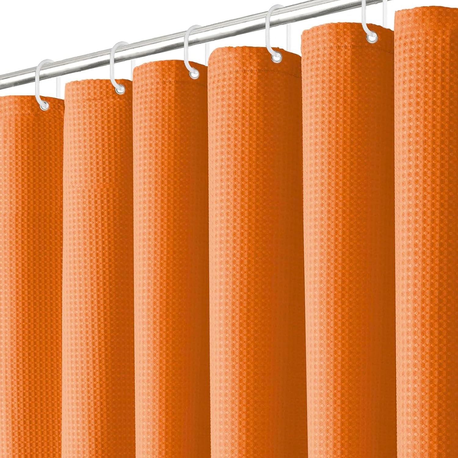 Waffle Shower Curtain - 180?200cm Orange Heavy Duty Textured Weave Shower Curtain Waterproof Mildew Mould Quick-Drying Resistant Machine Washable