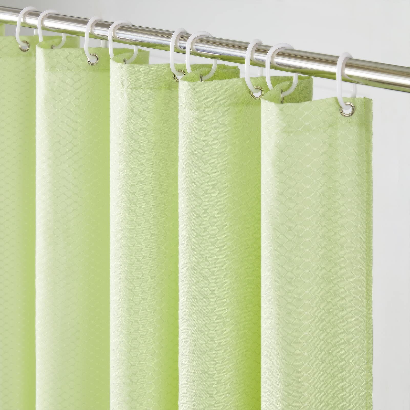 Furlinic Extra Long Shower Curtain Yellow Waffle Waterproof Mould Proof Resistantand Bath Curtains Polyester for Bathroom Wet Room with Hooks 71x94