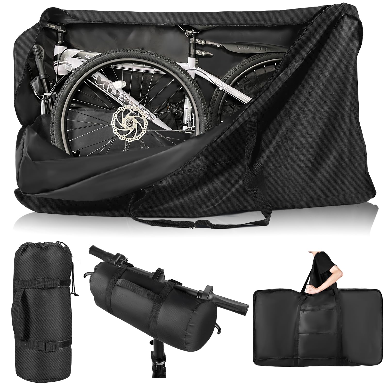 Bike Travel Bag for Airplane?Folding Bike Transport Bag for 26 inch to 29 inch Mountain Bicycle,Heavy Duty 840D MTB Road Bike Travel Bag with Strong