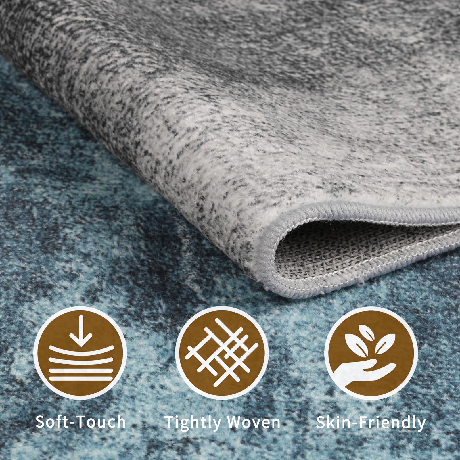 Sour Lemon Rugs Living Room Large 160x230 - Machine Washable Rug - Area Rugs for Bedroom - Large Boho Rug Vintage Rugs Anti Slip Fluffy Carpet for