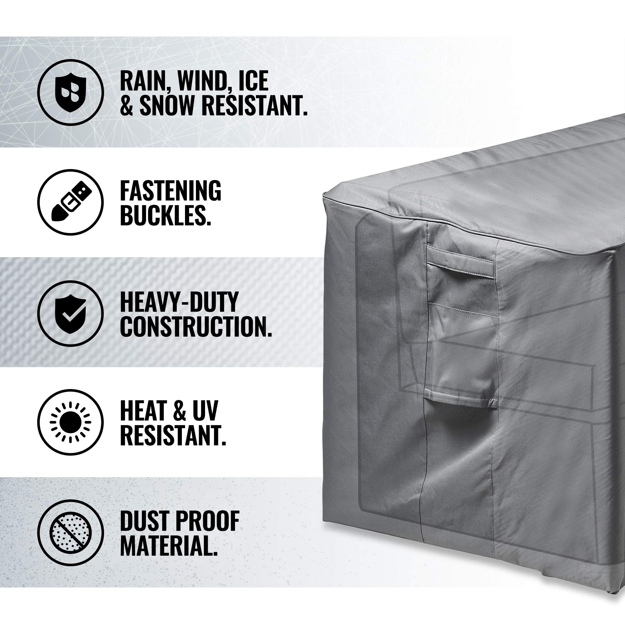VonHaus Waterproof Garden L-Shape Sofa Cover ? Large Premium Heavy Duty, Breathable 420D Oxford Fabric Protection for Garden Sofas (H75 x W298/220 x