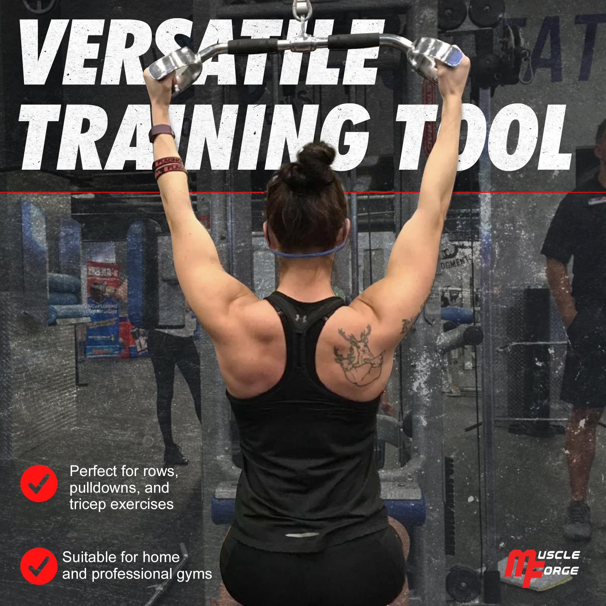MuscleForge? Lat Pull Bar Hammer Bar 70 cm, 28 Inches, Long Parallel Handle, Lat Pull Handles for Back Muscle Training, Hammer Bar for LAT Pulldown