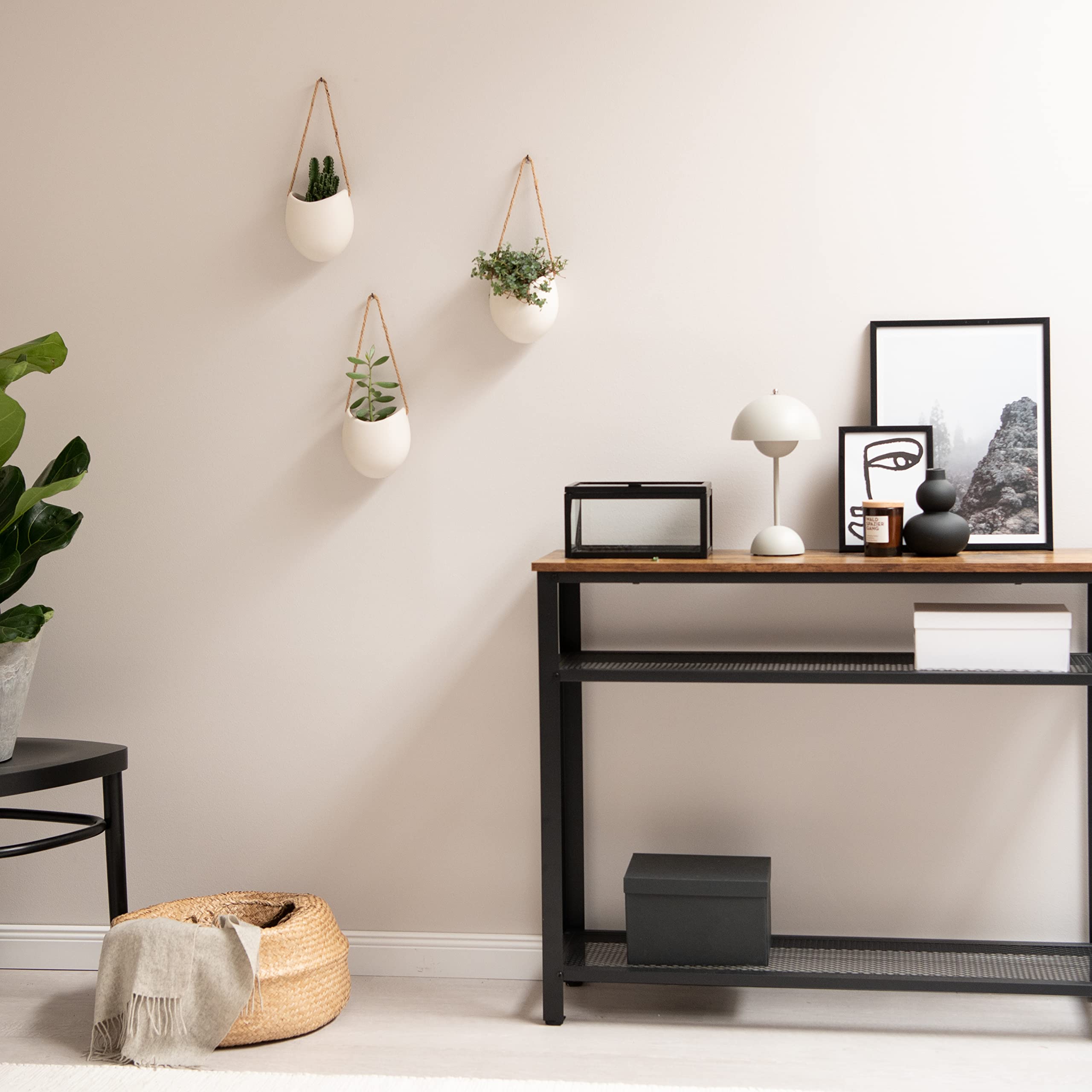Kazai. Wall Planters -Ellie- | Hanging Ceramic Plant Pots, 3 Pieces, for Succulents and more | Wall Decoration for Indoors, Balcony and Garden | Cream