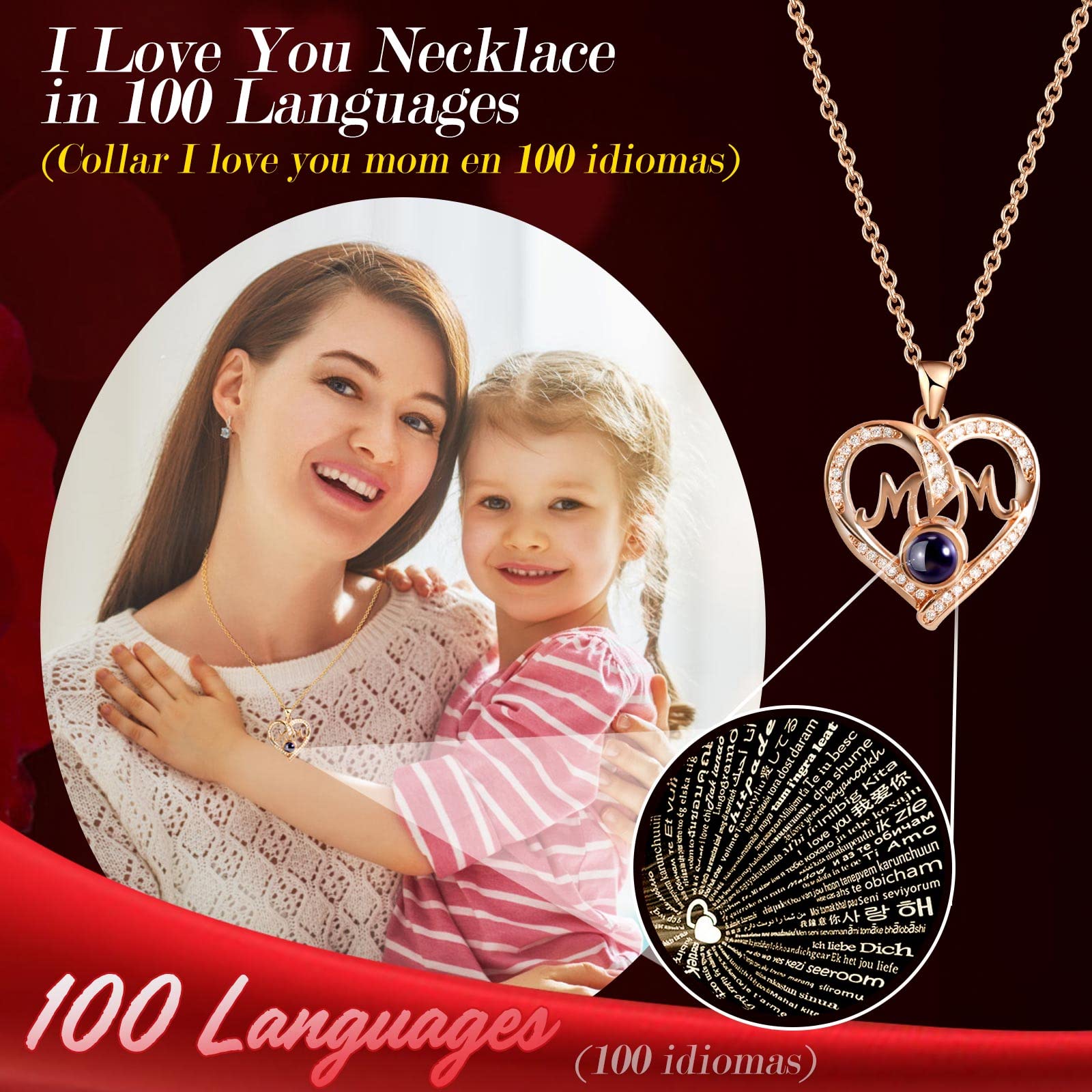ADDWel Gifts for Mum from Daughter and Son, Mother Birthday Gift Idea from Kids, Unique Preserved Real Roses with I Love You Mum Necklace, Cool