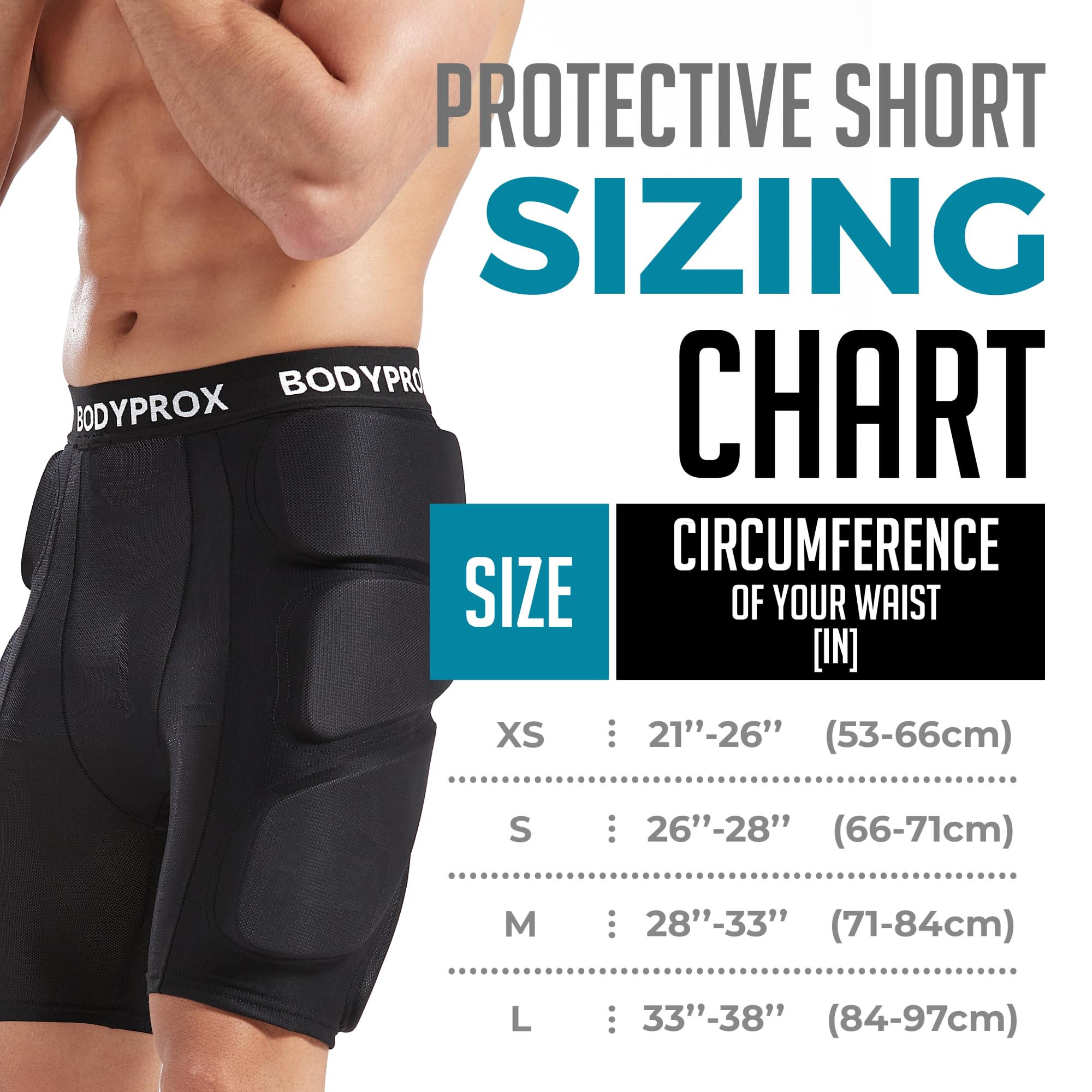 Bodyprox Protective Padded Shorts for Snowboard,Skate and Ski,3D Protection for Hip,Butt and Tailbone (Extra Small) Black