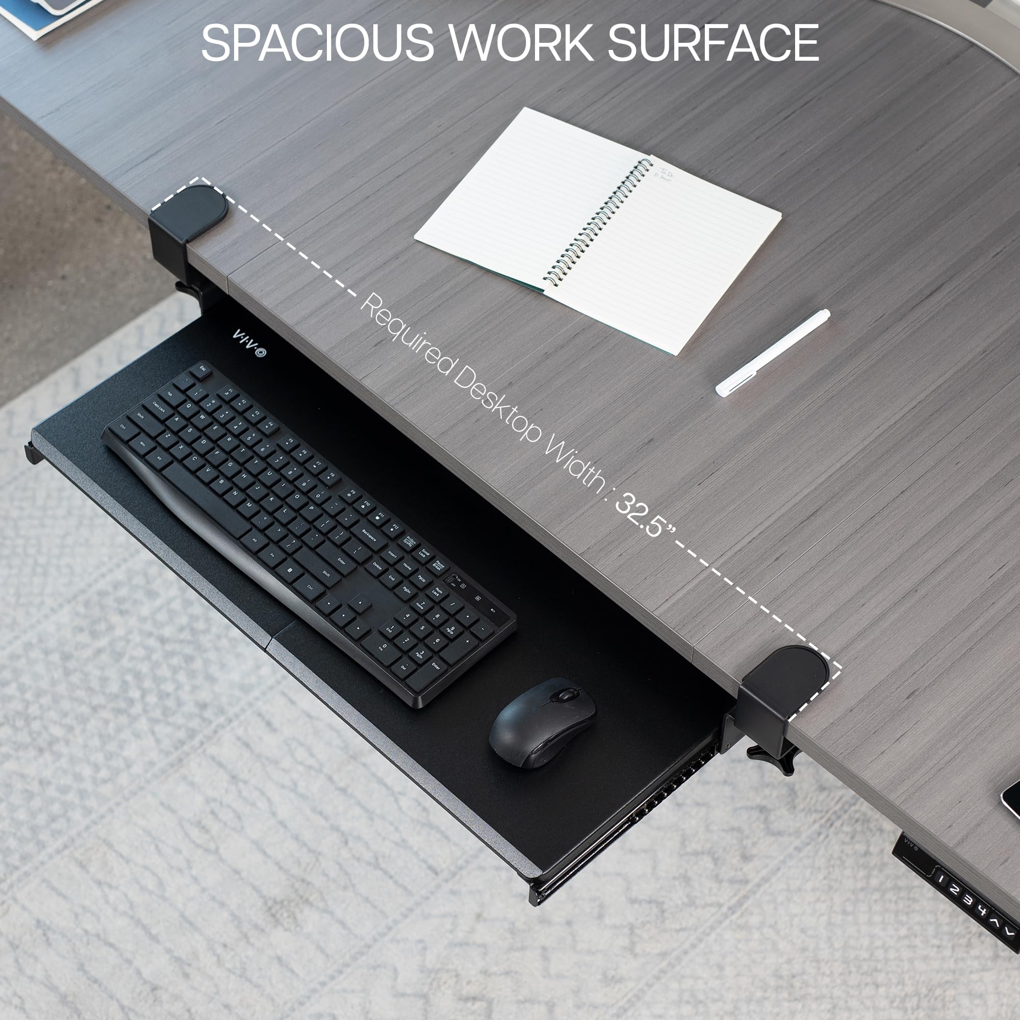 VIVO Large Keyboard Tray Under Desk Pull Out with Extra Sturdy C Clamp Mount System, 69 (84 Including Clamps) x 28 cm Slide-Out Platform Computer
