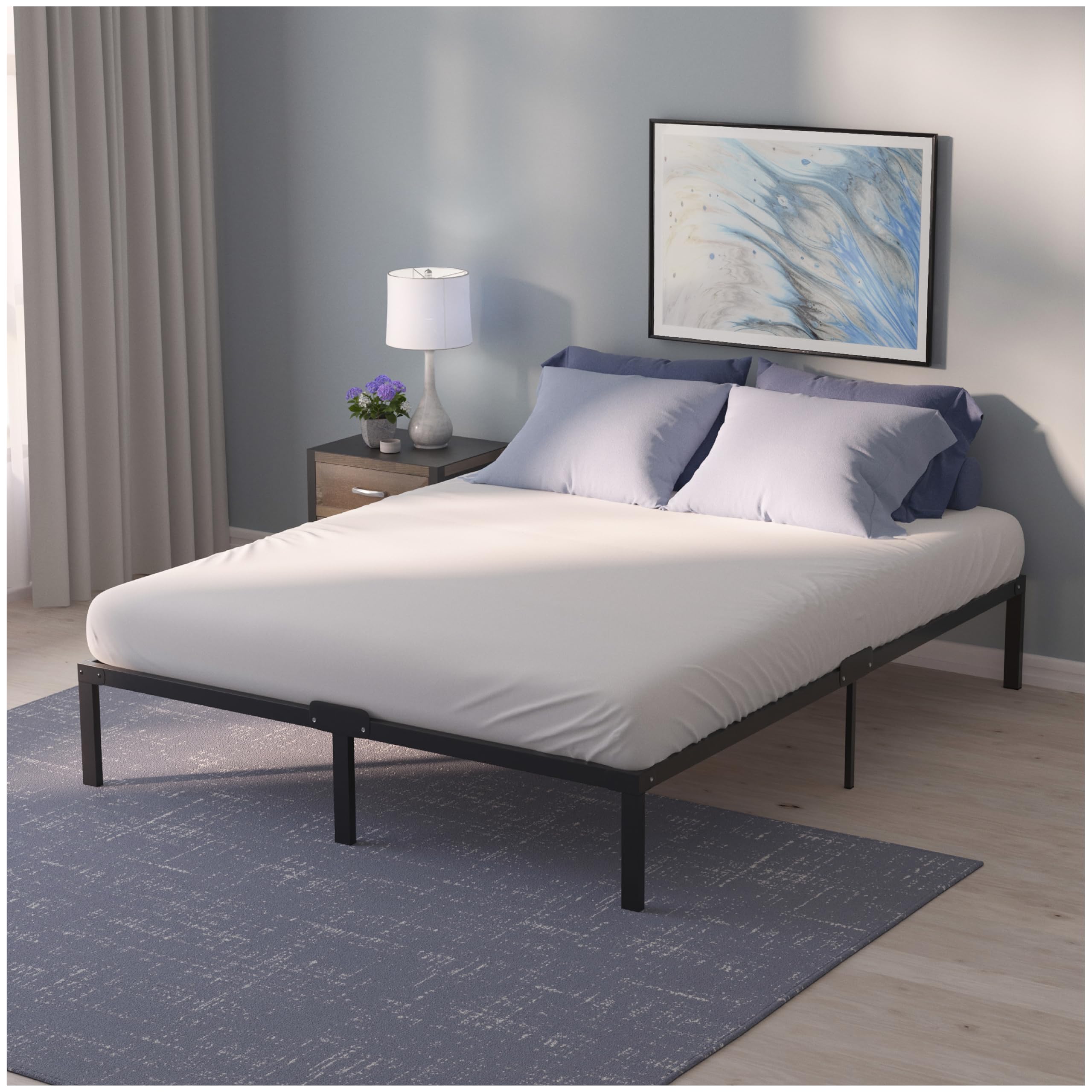 Dreamzie - Double Bed Frames Metal 135x190 with Storage 41cm - Sturdy and 20min Easy Assembly Bed Frames - Large Storage