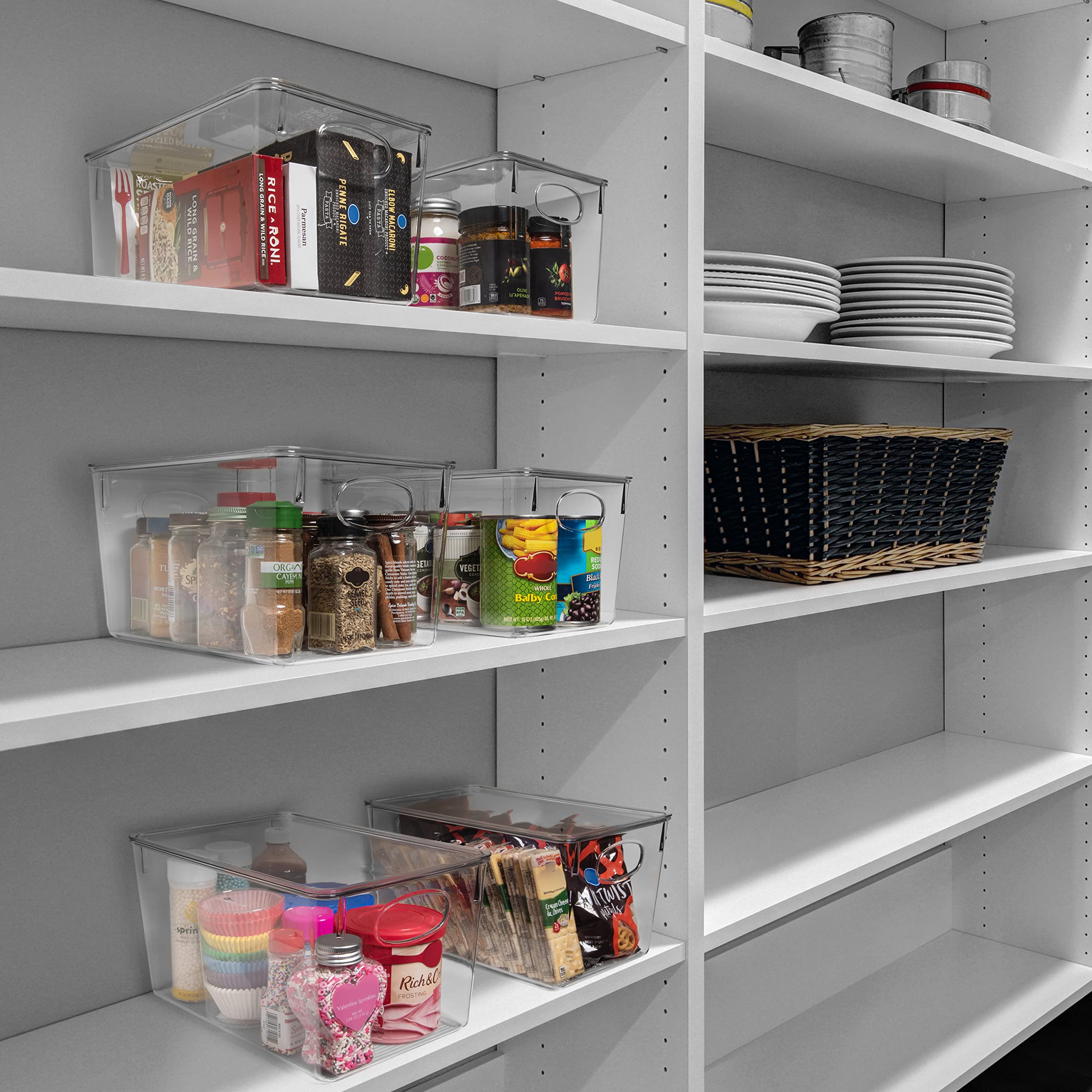 CLEARSPACE Plastic Storage Bins With lids Perfect Kitchen Organization or Pantry Storage Fridge Organizer, Pantry Organization and Storage Bins,