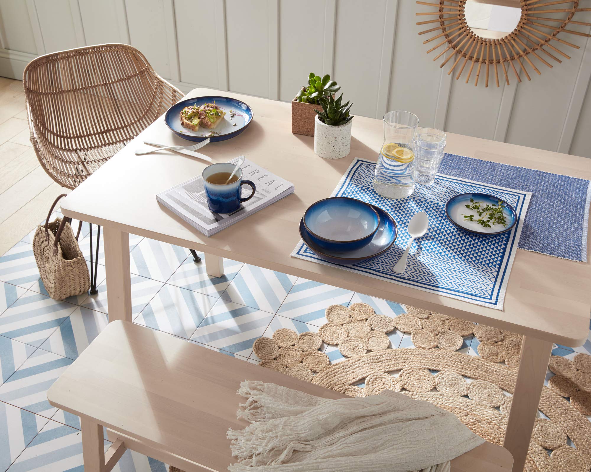 Denby - Blue Haze Coupe Dinner Plates Set of 4 - Dishwasher Microwave Safe Crockery - Large Ceramic Stoneware Tableware Plates