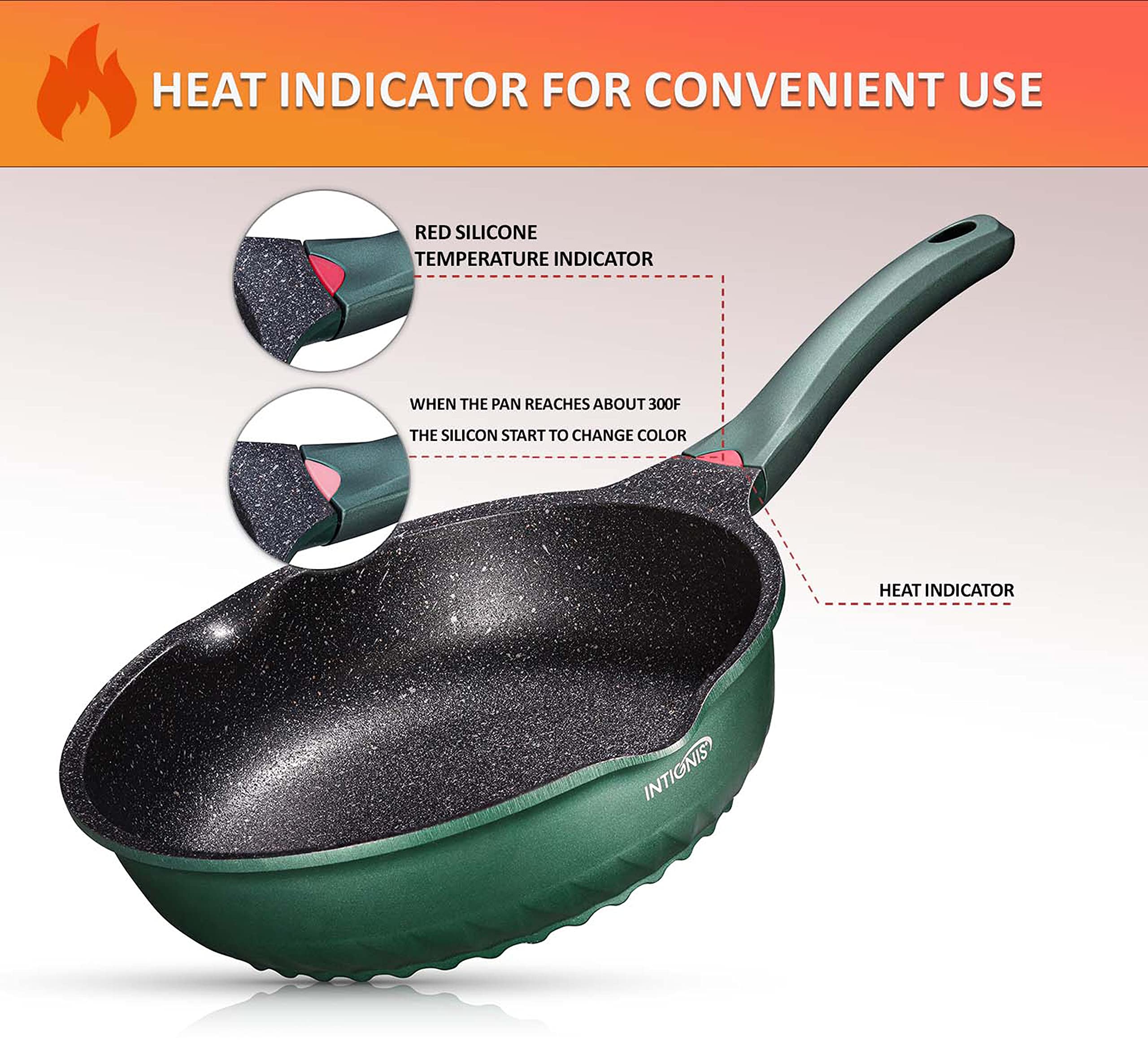 INTIGNIS Deep Non-Stick Frying Pan with Lid 3-in-1 Saut Pan, Skillet & Mini Wok GREBLON Ceramic Coating | Induction Hob Safe | Stainless Steel