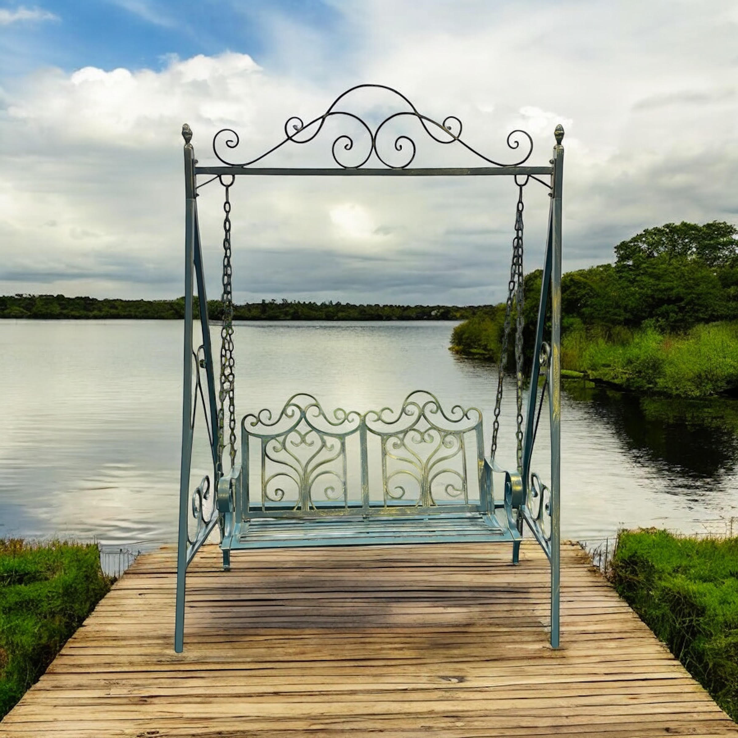 BLUE/GOLD METAL SWING BENCH