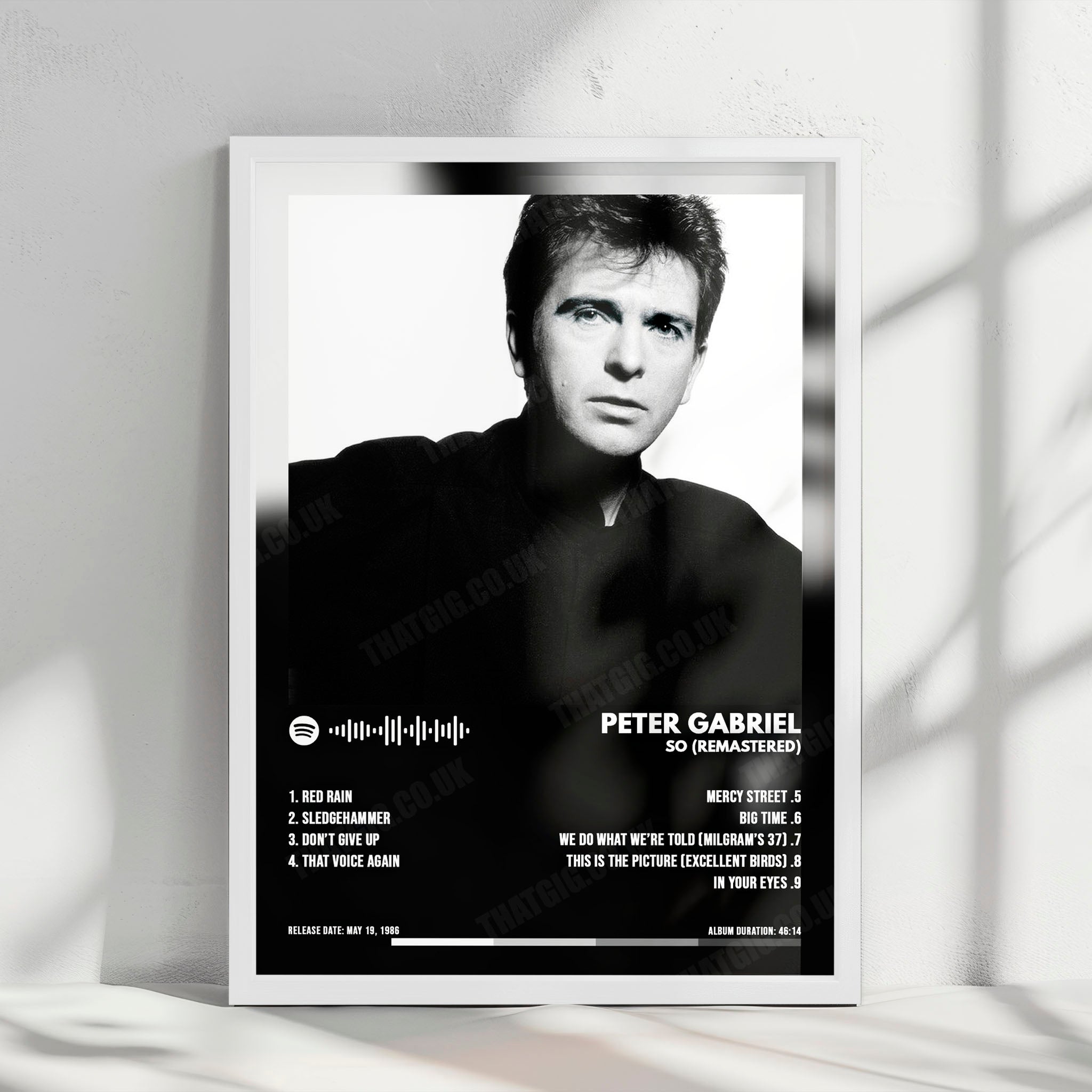 Peter Gabriel "So " Album Cover Poster - with Complete Tracklist