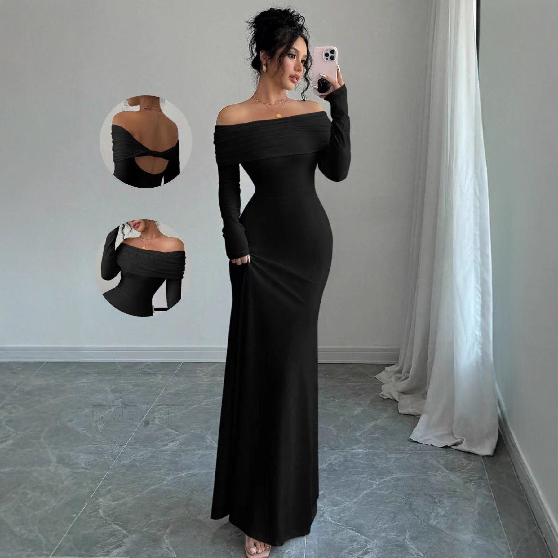 Women's Off-shoulder Fashion Slim Temperament Sexy Sheath Dress