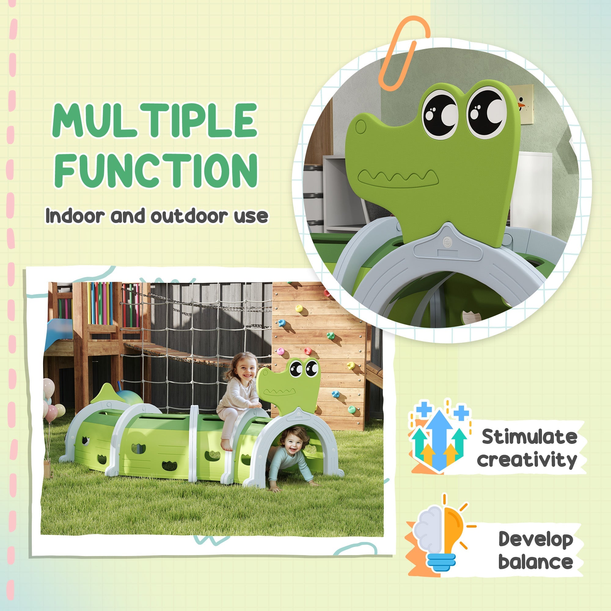 AIYAPLAY Kids Play Tunnel for Crawl and Climb, Toddler Tunnel for 3-6 Years Old