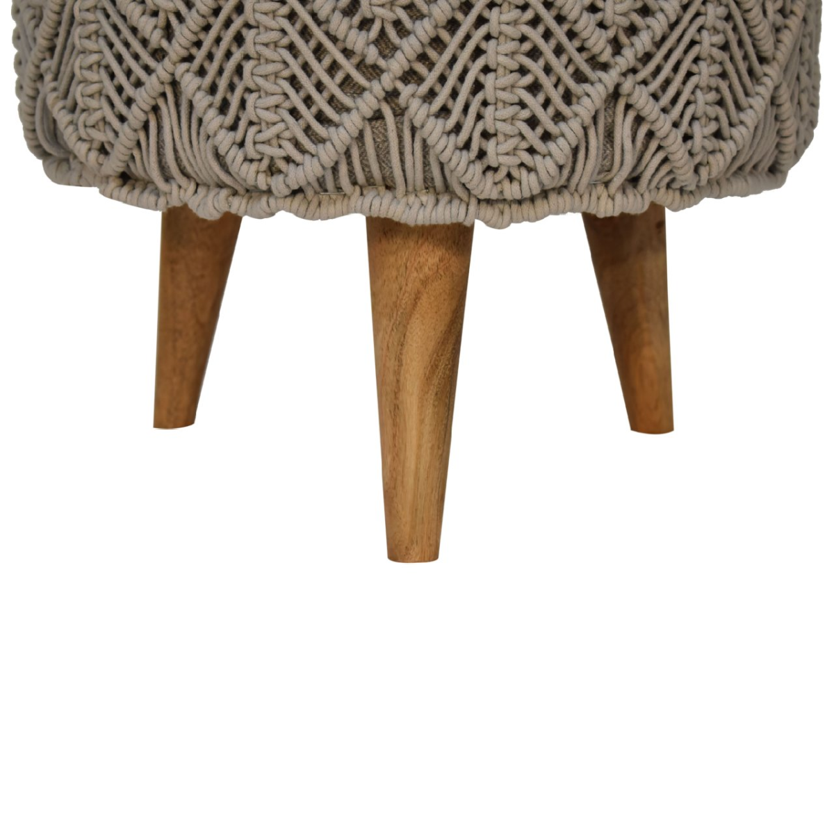 Artisan Furniture Solid Mango Wood Crotchet Grey Footstool