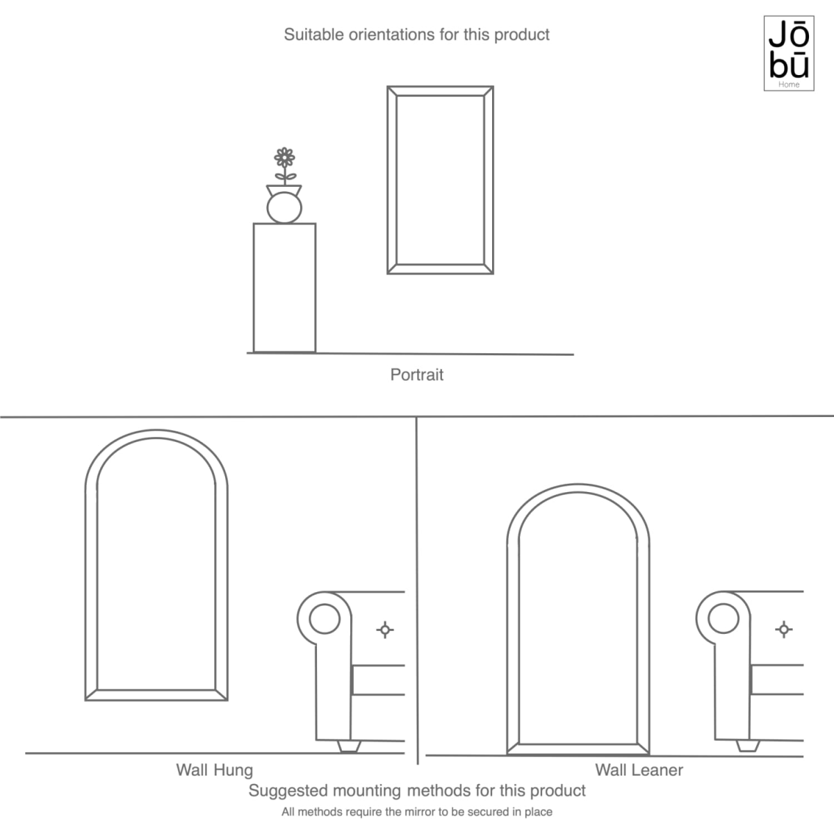 Akiko - Full Length Black Metal Arched Mirror - 160cm x 60cm
