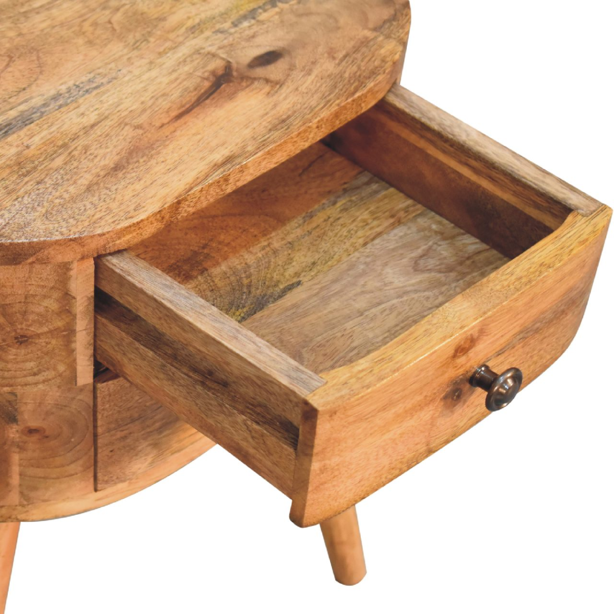 Artisan Furniture Solid Wood Mini Oak-ish Rounded Bedside Table