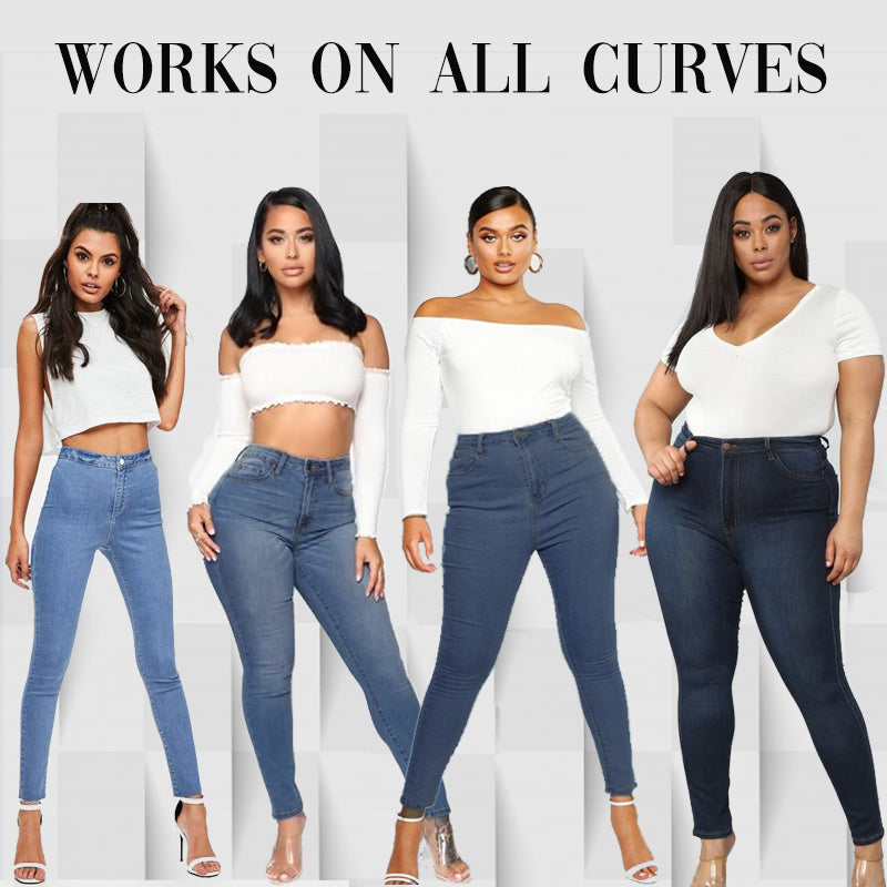 High Rise Waist Skinny Slim Fit Stretch Casual Basic Denim Pants With Faux Pockets