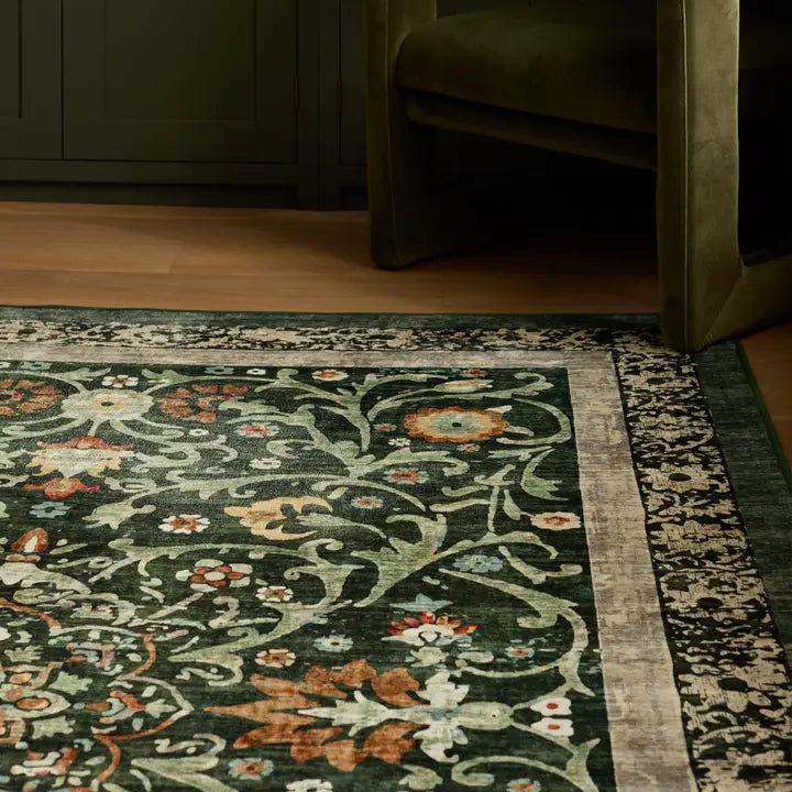 Rug Eco-Washable Country Paisley Green