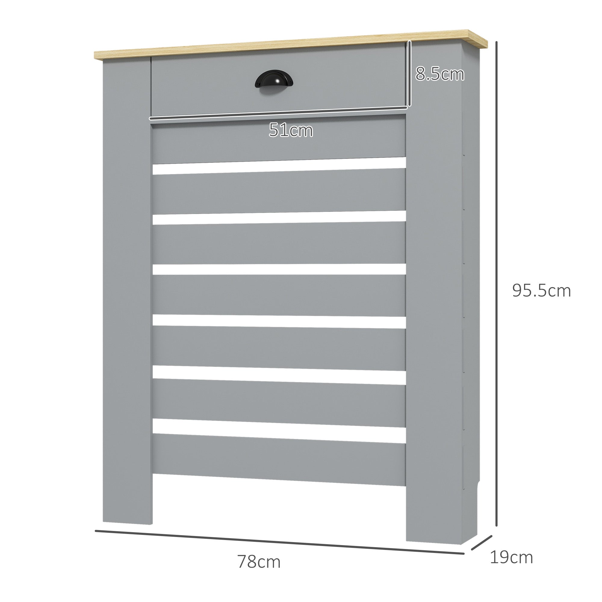 HOMCOM Radiator Cover with Drawer, Horizontal Slat, 78cm