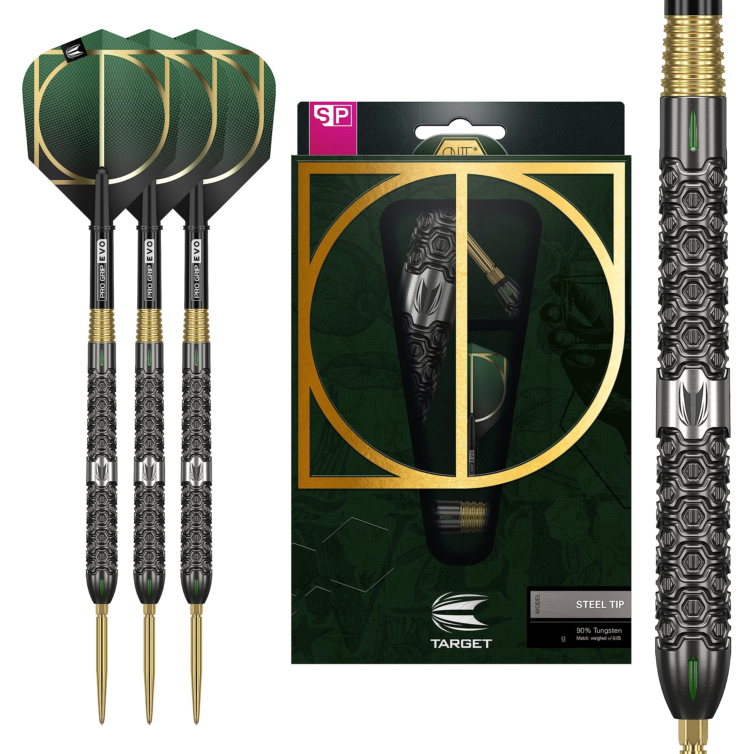 TARGET Darts Cult 02 90% Tungsten Swiss Point Steel Tip Darts Set, 26G | Swiss Point Dart Set, Tungsten Barrel, Professional Darts Set, Swiss Point