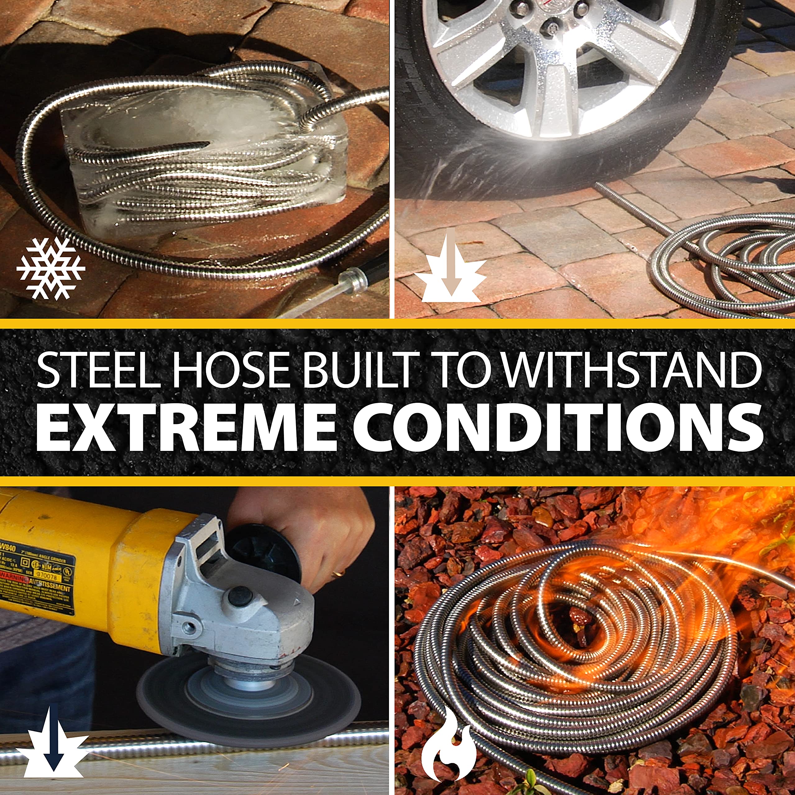 BIONIC STEEL 75FT Garden Hose, 304 Stainless Steel Metal Water Hose 75Ft, Flexible Hose, Kink Free, Ultra Lightweight and Durable, Crush Resistant,
