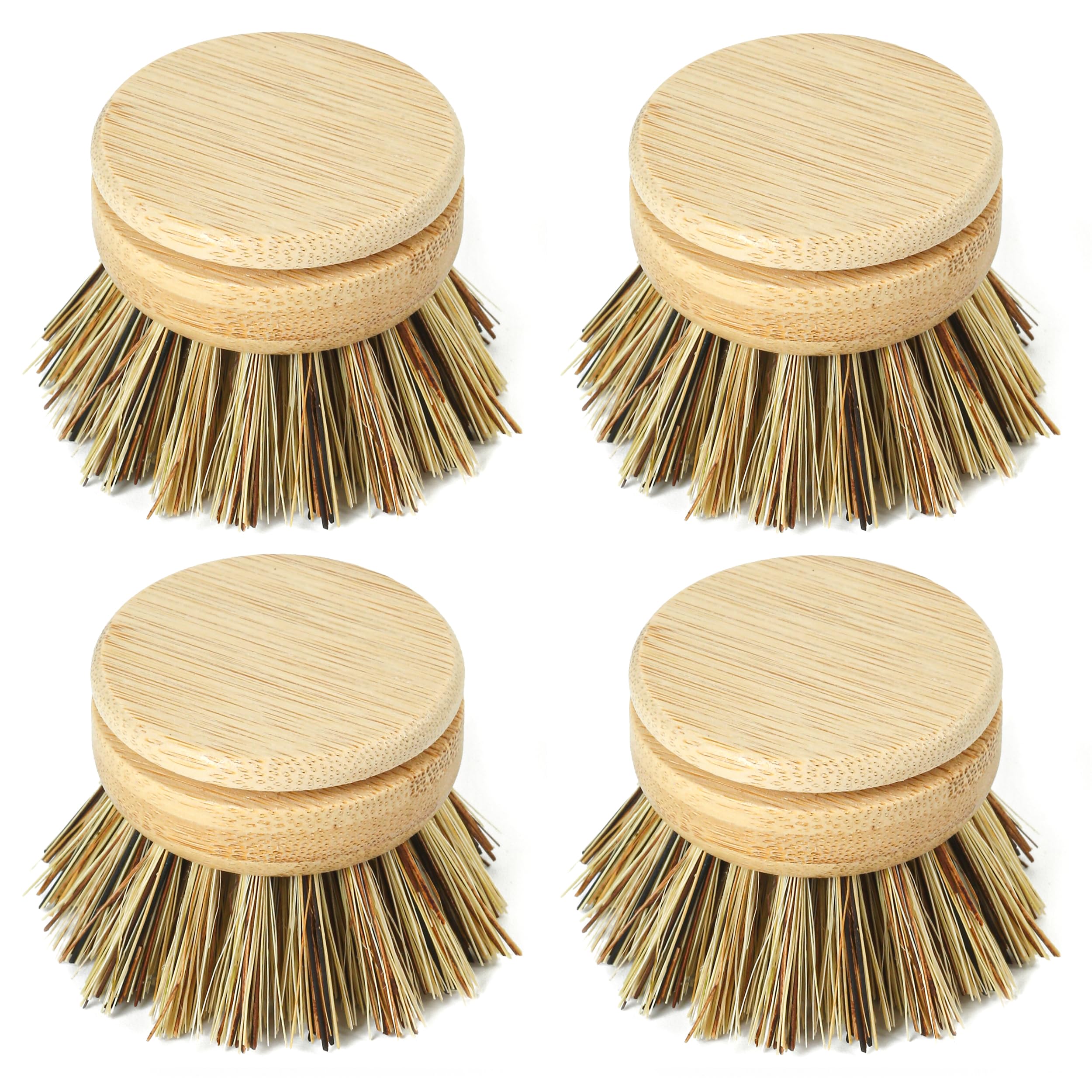 Jungle Culture Firm Bristle Replacement Brush Heads for Eco Dish Brushes ? Wooden Kitchen Washing Up Brush Heads Pack of 4 ? Interchangeable Bristle
