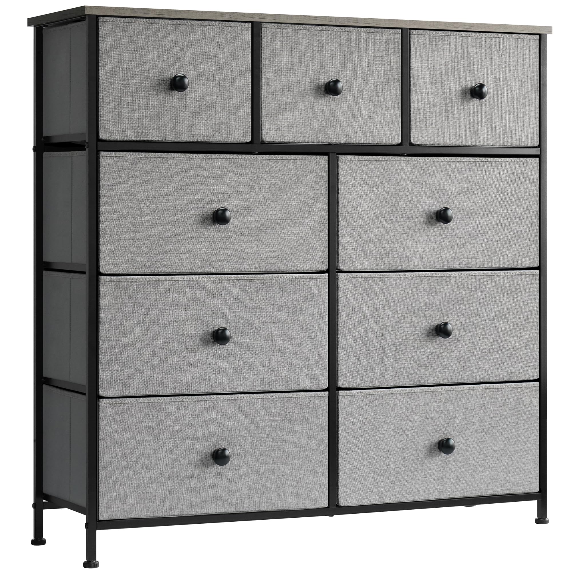 LYNCOHOME Chest of Drawer Bedroom, Drawers Storage Unit, Fabric Dresser with Metal Frame and Wooden Top, for Bedroom Living room, Nursery, Closet