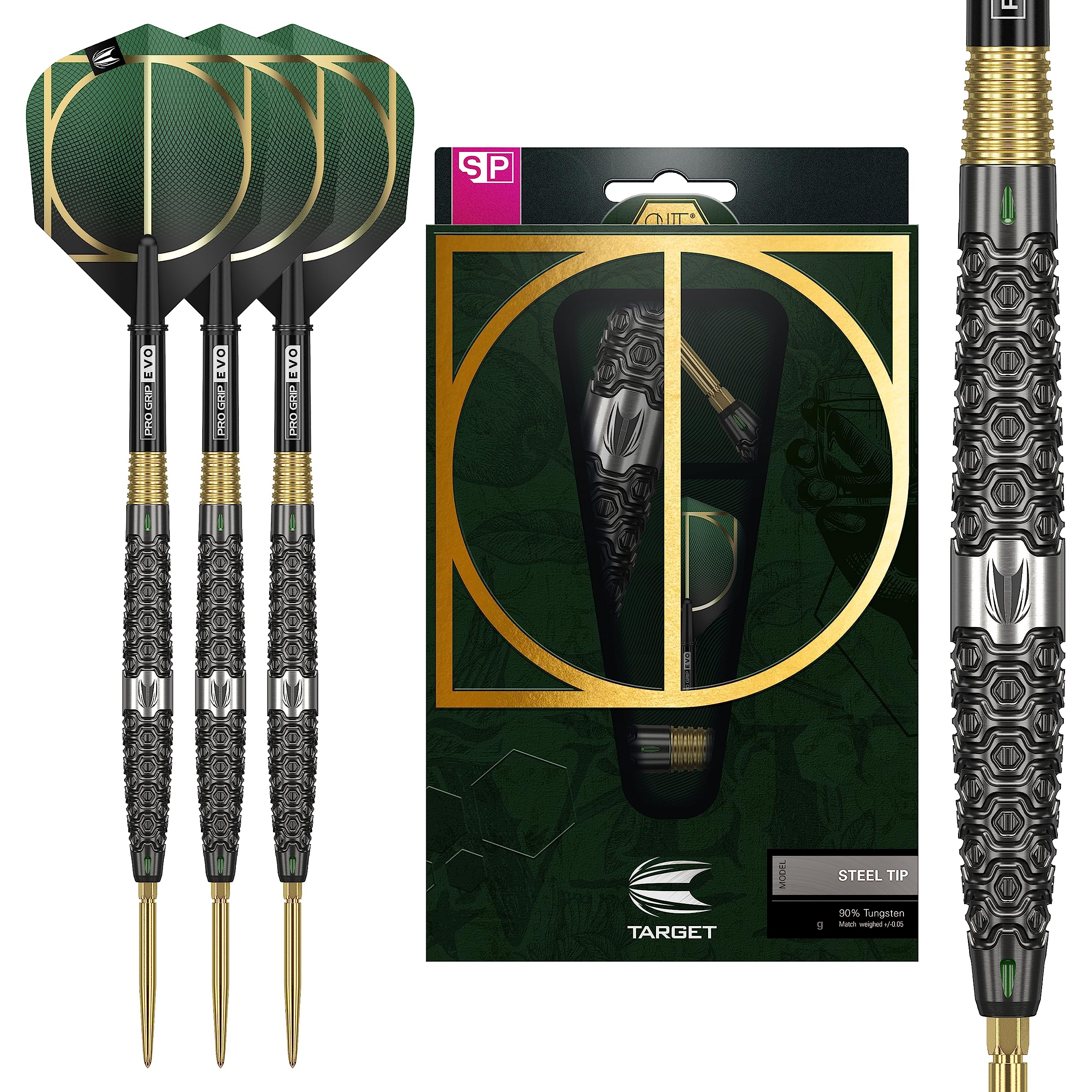 TARGET Darts Cult 01 90% Tungsten Swiss Point Steel Tip Darts Set, 21G | Swiss Point Dart Set, Tungsten Barrel, Professional Darts Set, Swiss Point