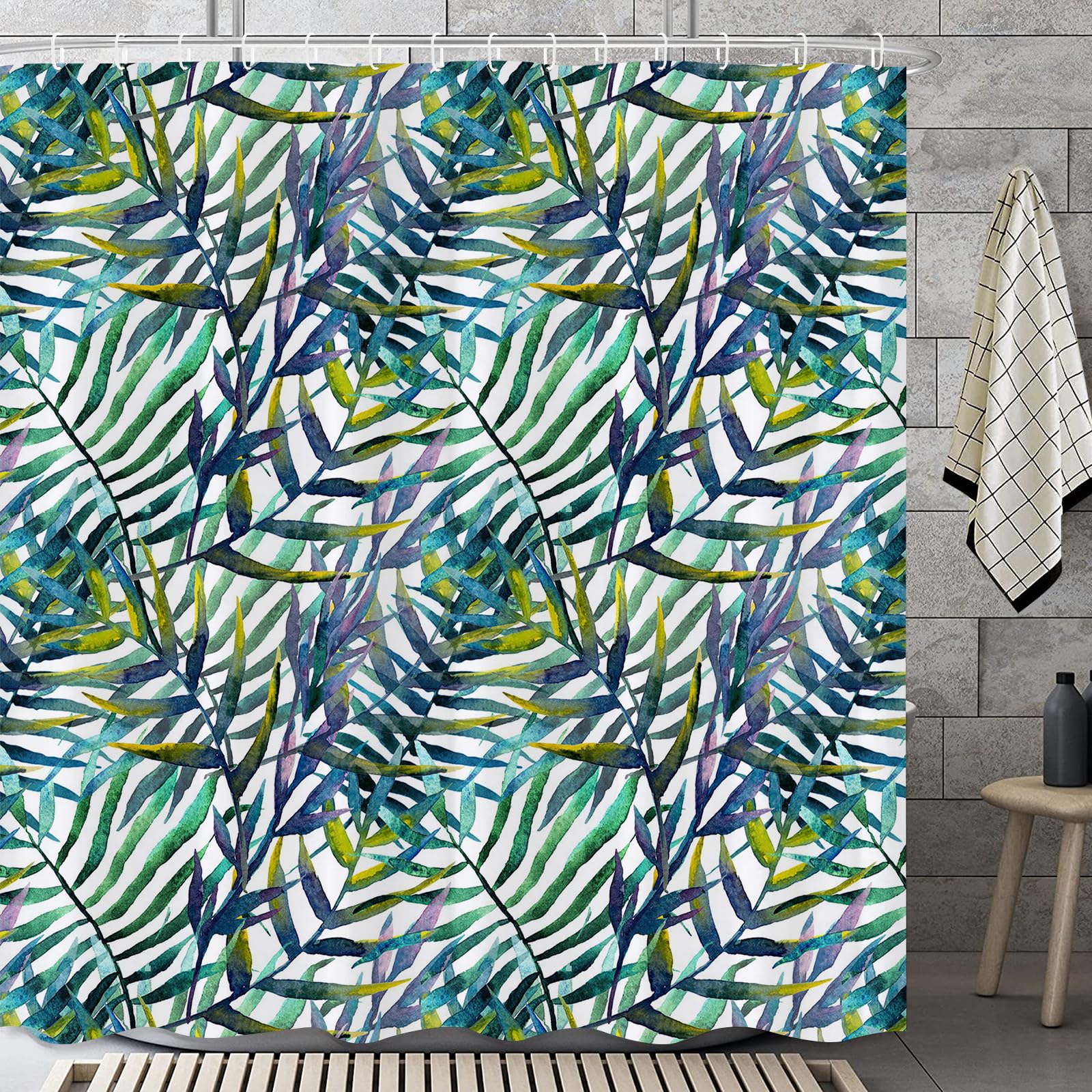 GOOESING Rainforest Shower Curtain Tropical Green Leaves Shower Curtain Bathroom Curtain with Hooks Bathroom Decor Washable Durable Waterproof Fabric