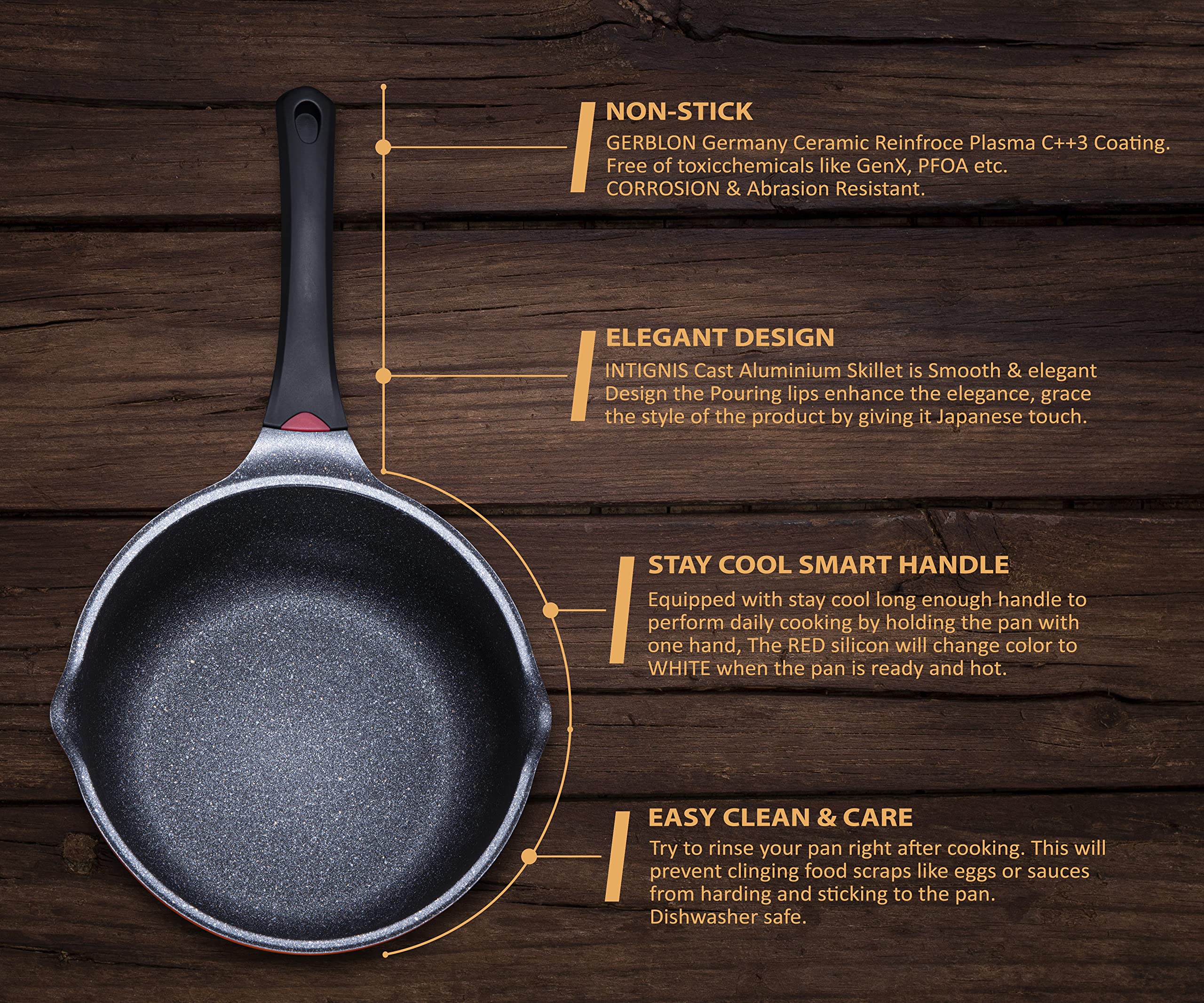 INTIGNIS Deep Non-Stick Frying Pan with Lid 3-in-1 Saut Pan, Skillet & Mini Wok GREBLON Ceramic Coating | Induction Hob Safe | Stainless Steel