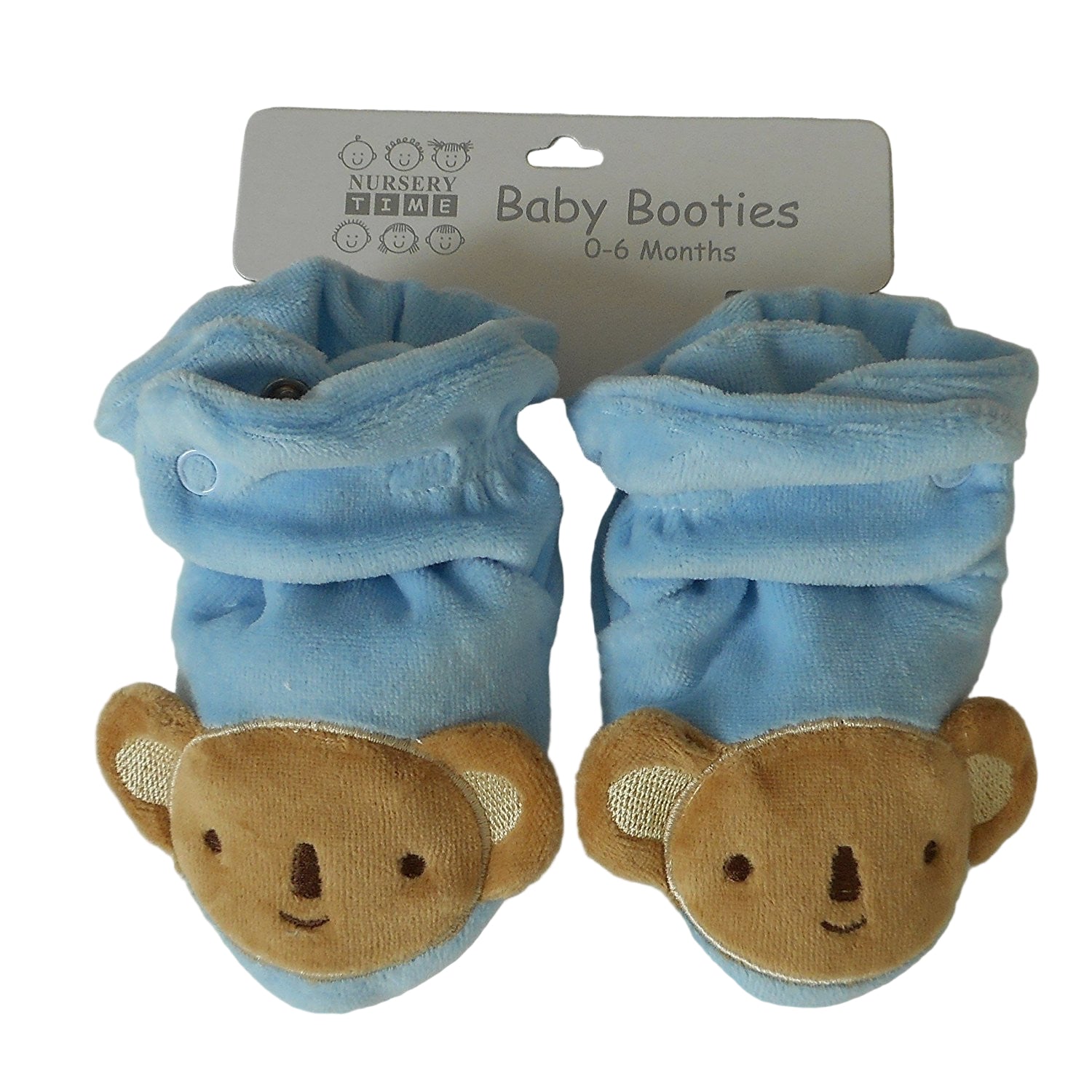 Pair of Slippers Teddy Bear Baby Birth with Velvet Blue 0 6 Months