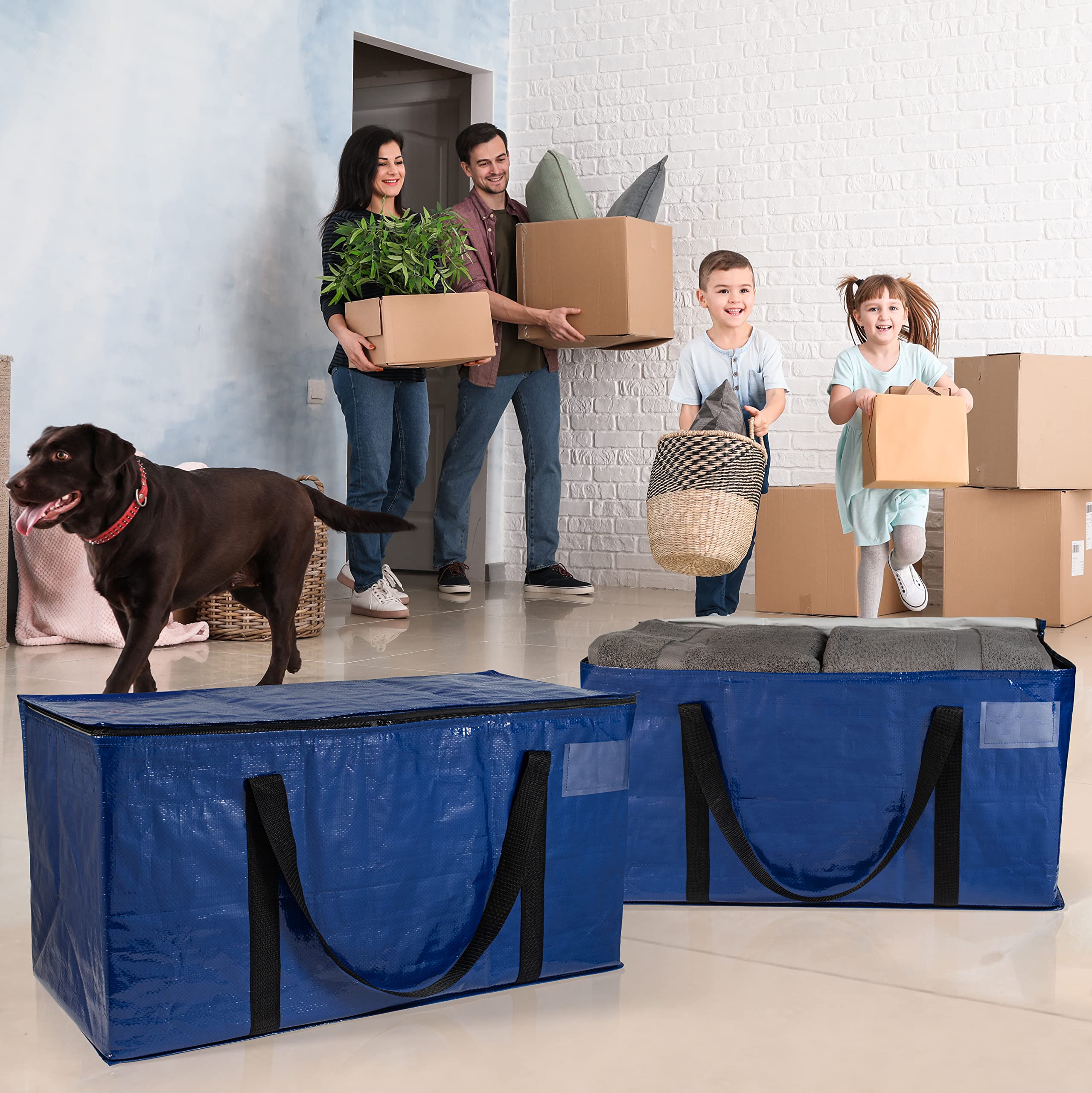 ClearSpace Heavy Duty Moving Boxes or Storage Bags Storage Bins with Lids, Large Moving Bags with Backpack Straps & Handles Moving Supplies for