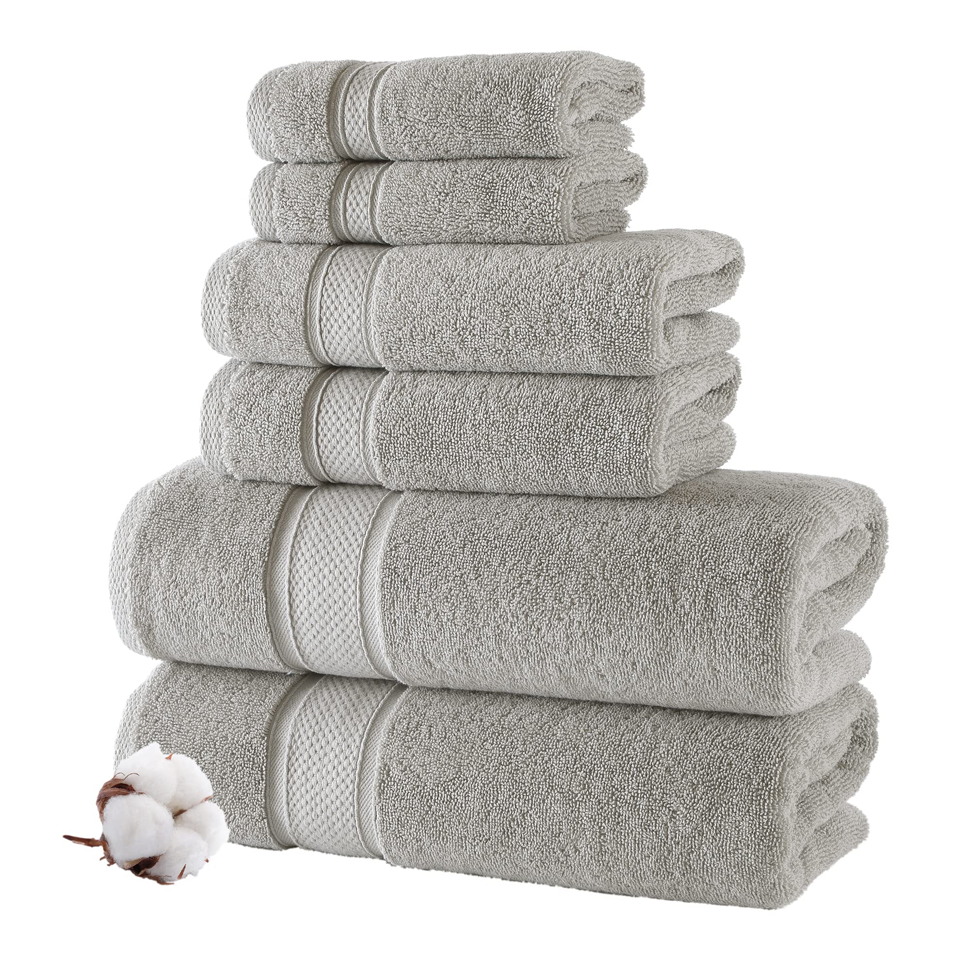 NOVA Luxury Linen - Hotel Quality Turkish Towel Set for Bathroom (6 Pcs Towel Set, Mirage Grey)