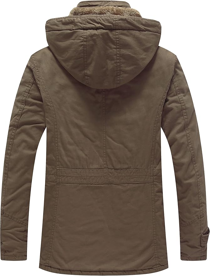 Men's Thickened Fleece Parka Jacket With Removable Hood Size S Insulated