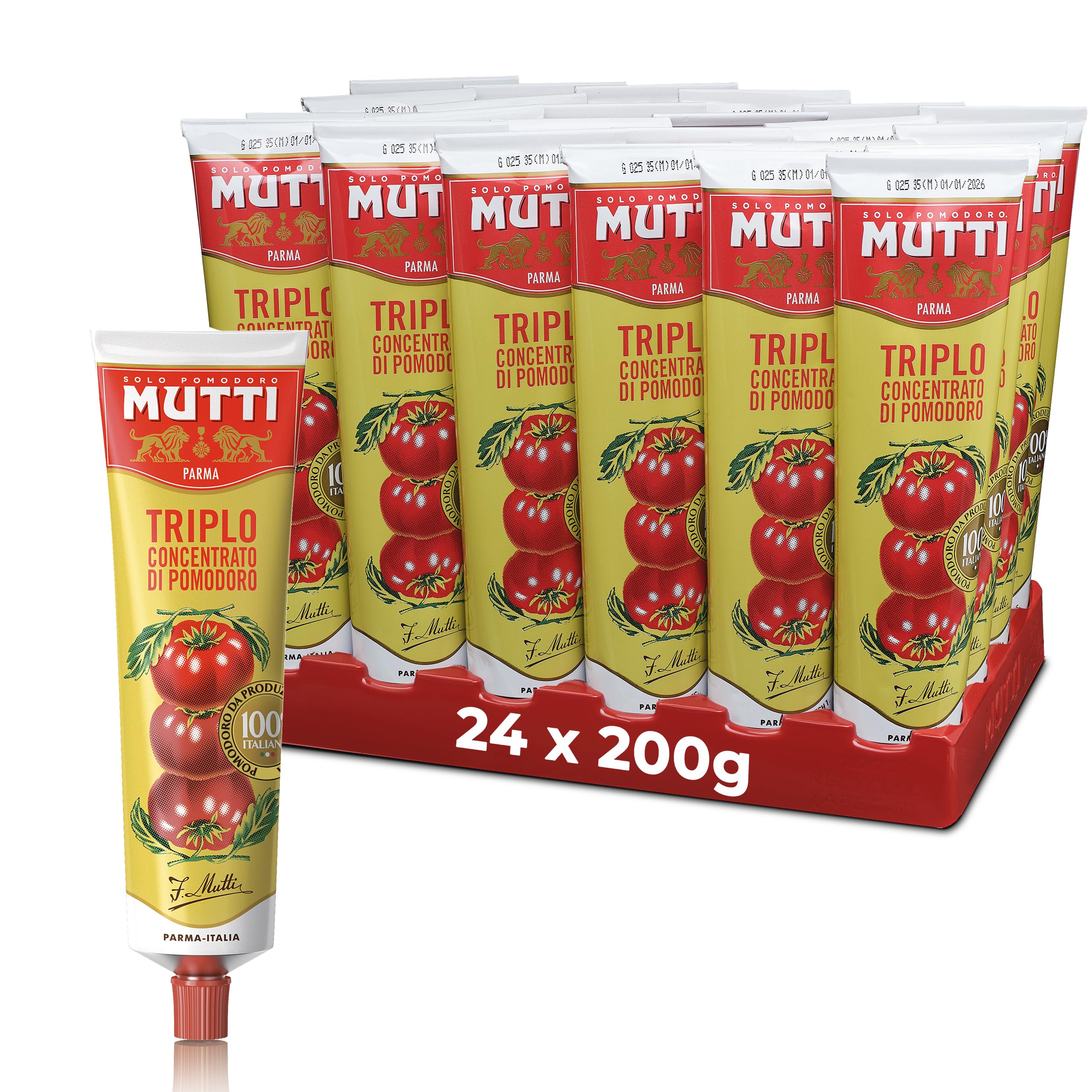 Mutti ? Triple Concentrate Tomato Puree, Tomato Concentrate, 200g, (Pack of 24)